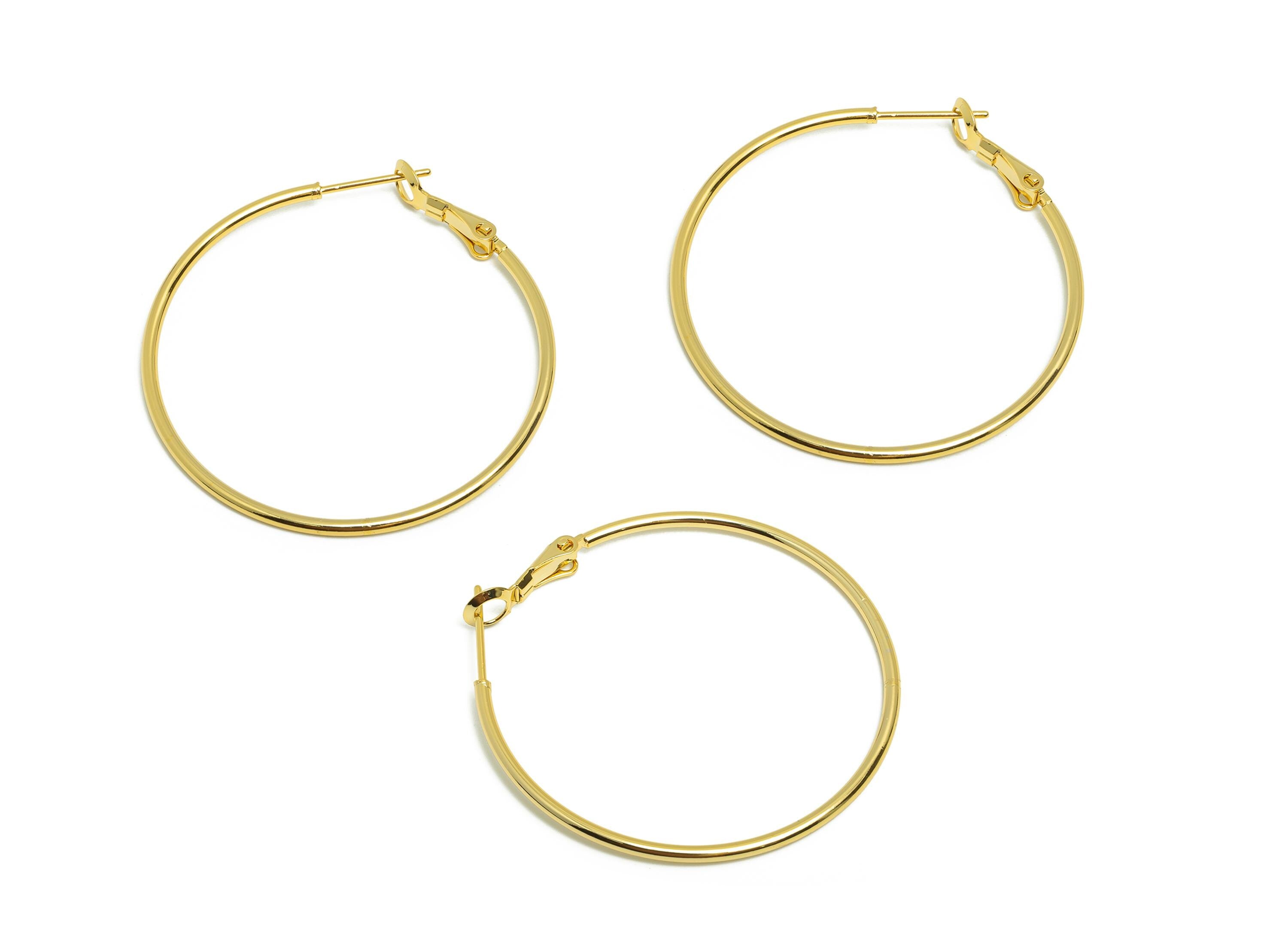 Brass Circle Hoop Earring - Gold Minimalist Huggie Earring - Round Daily Wear Earring - 18K Real Gold Plating - 42.81x39.7x1.48mm - RGP8988 - DOMEDBAZAAR