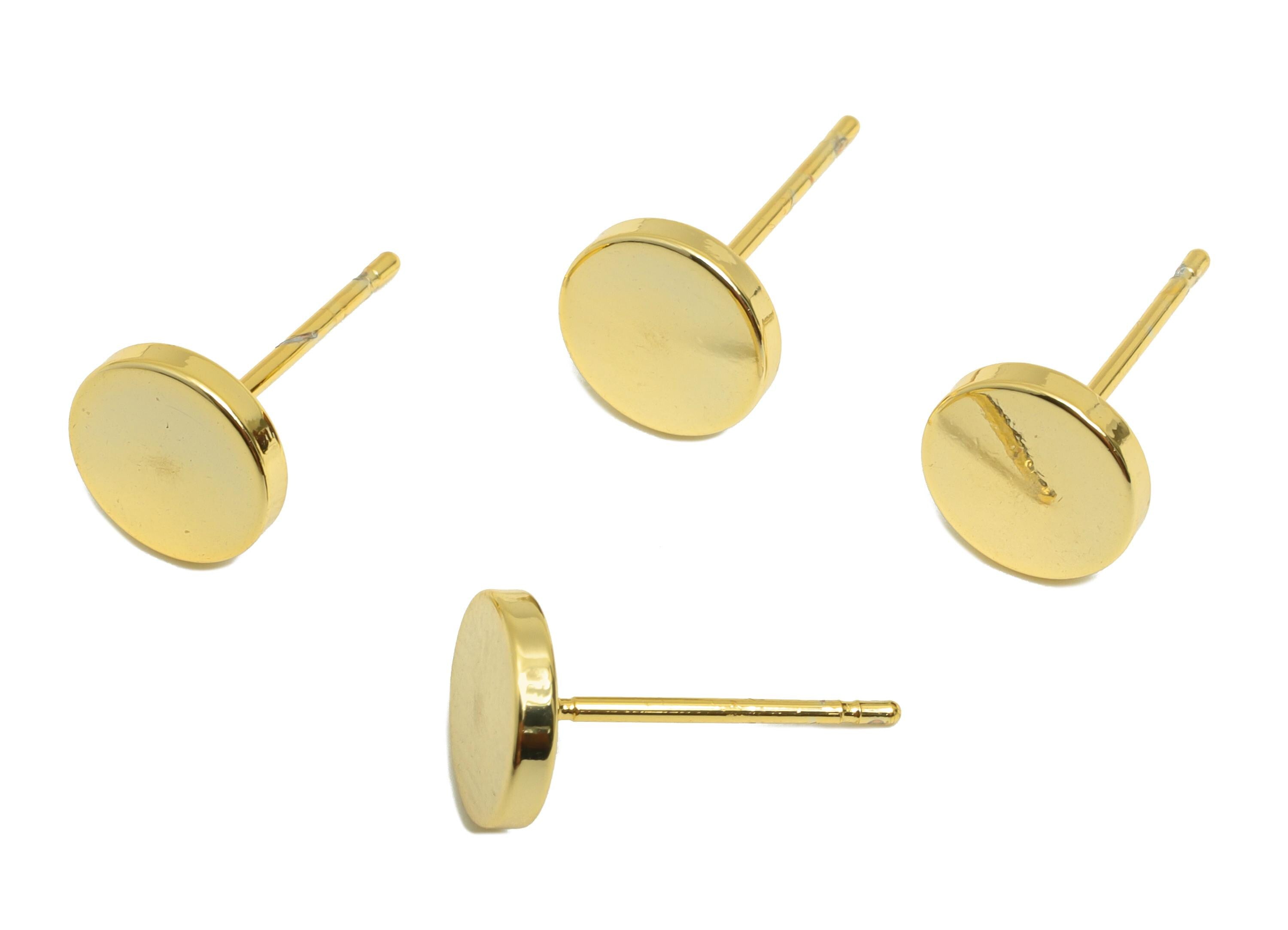 Brass Tiny Round Earring - Gold Geometric Ear Post for Girls - Mini Daily Wear Earring - 18K Real Gold Plating - 8.04x8.04mmx1.56mm- RGP8992 - DOMEDBAZAAR