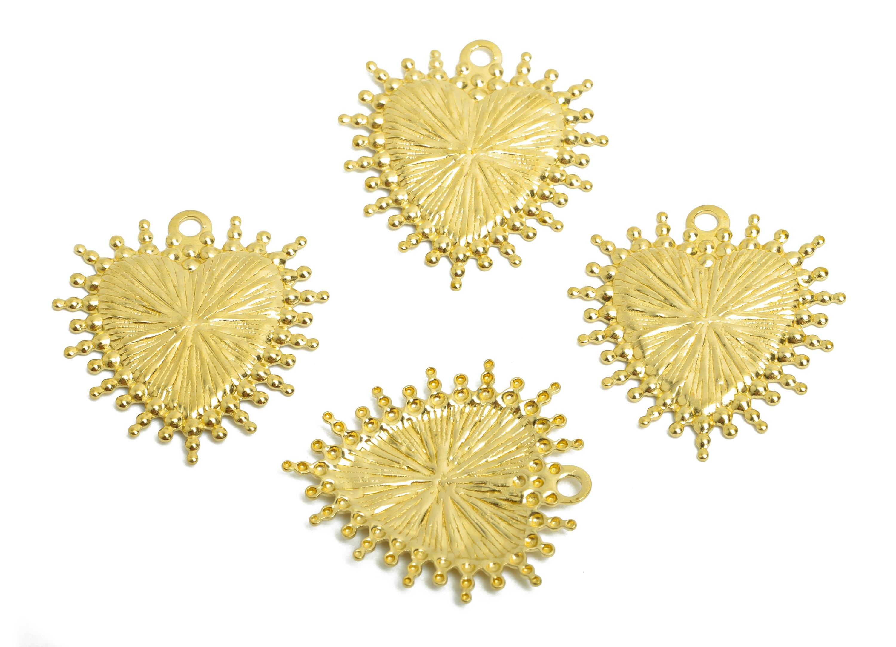 Brass Heart Earring Charm - Raw Brass Minimalist Heart Charm - Brass Textured Heart Jewelry - Elegant Charm - 19x17.5x1.1mm - PP10777 - DOMEDBAZAAR