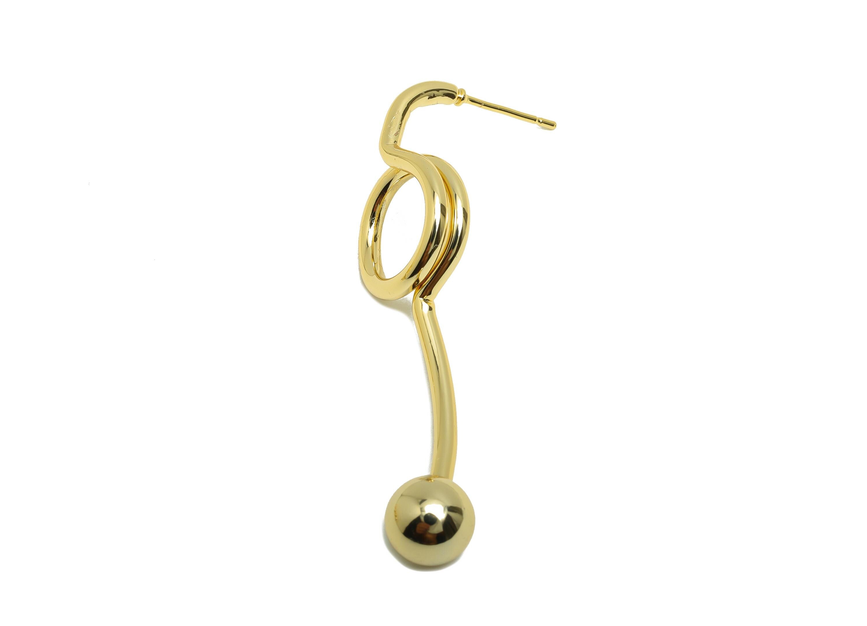 Brass Ball Circle Earring Stud - Bar Earring Post for Woman&#39;s - Gold Daily Wear Earring - 18K Real Gold Plating - 50.05x14.42x2.03mm-RGP8736 - DOMEDBAZAAR