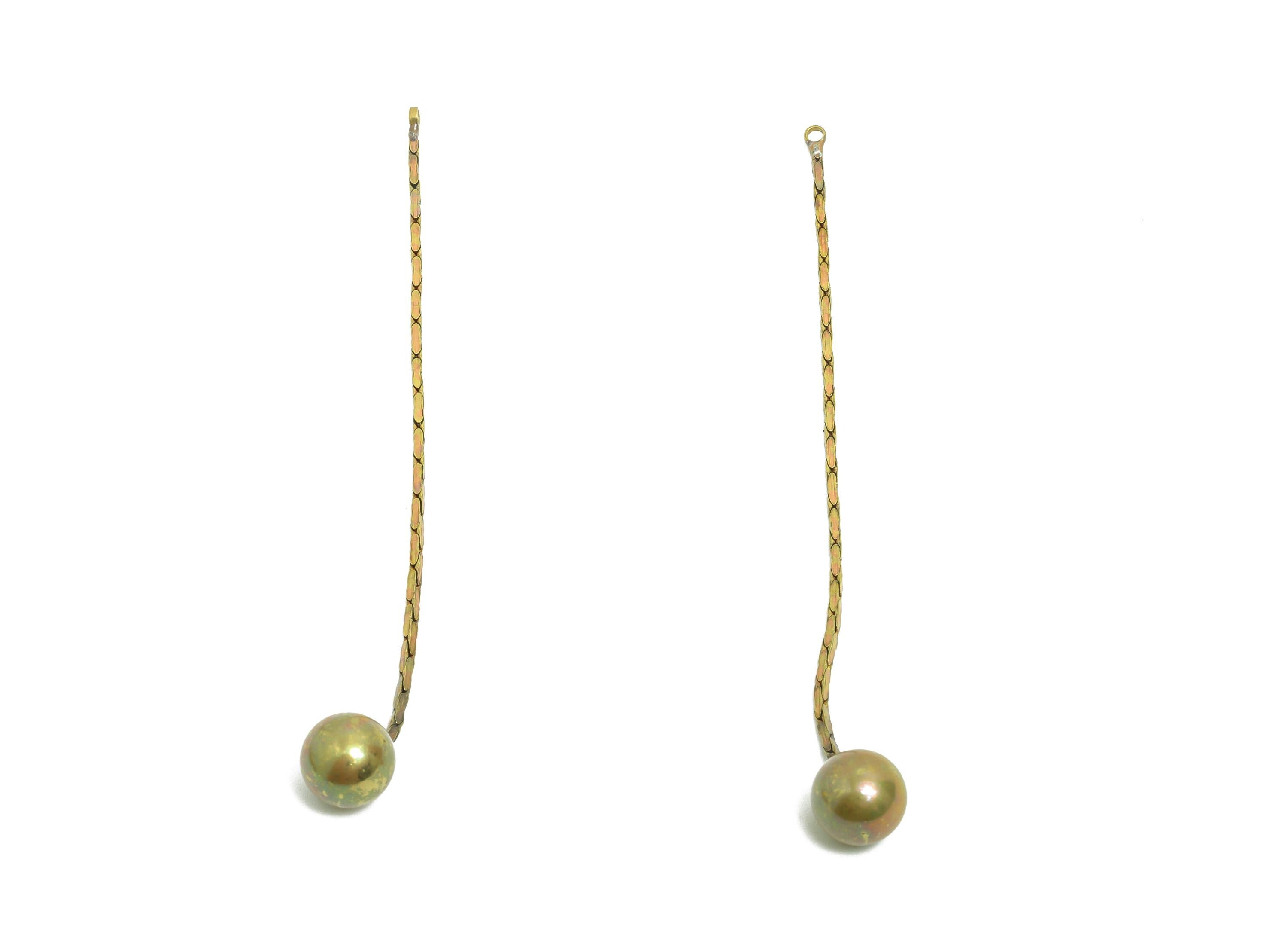Brass Ball Dangle Earring Charm - Raw Brass Minimalist Hanging Bead Charm - Brass Chain Link Drop Pendant - 75x7.68x7.68mm - PP10764 - DOMEDBAZAAR