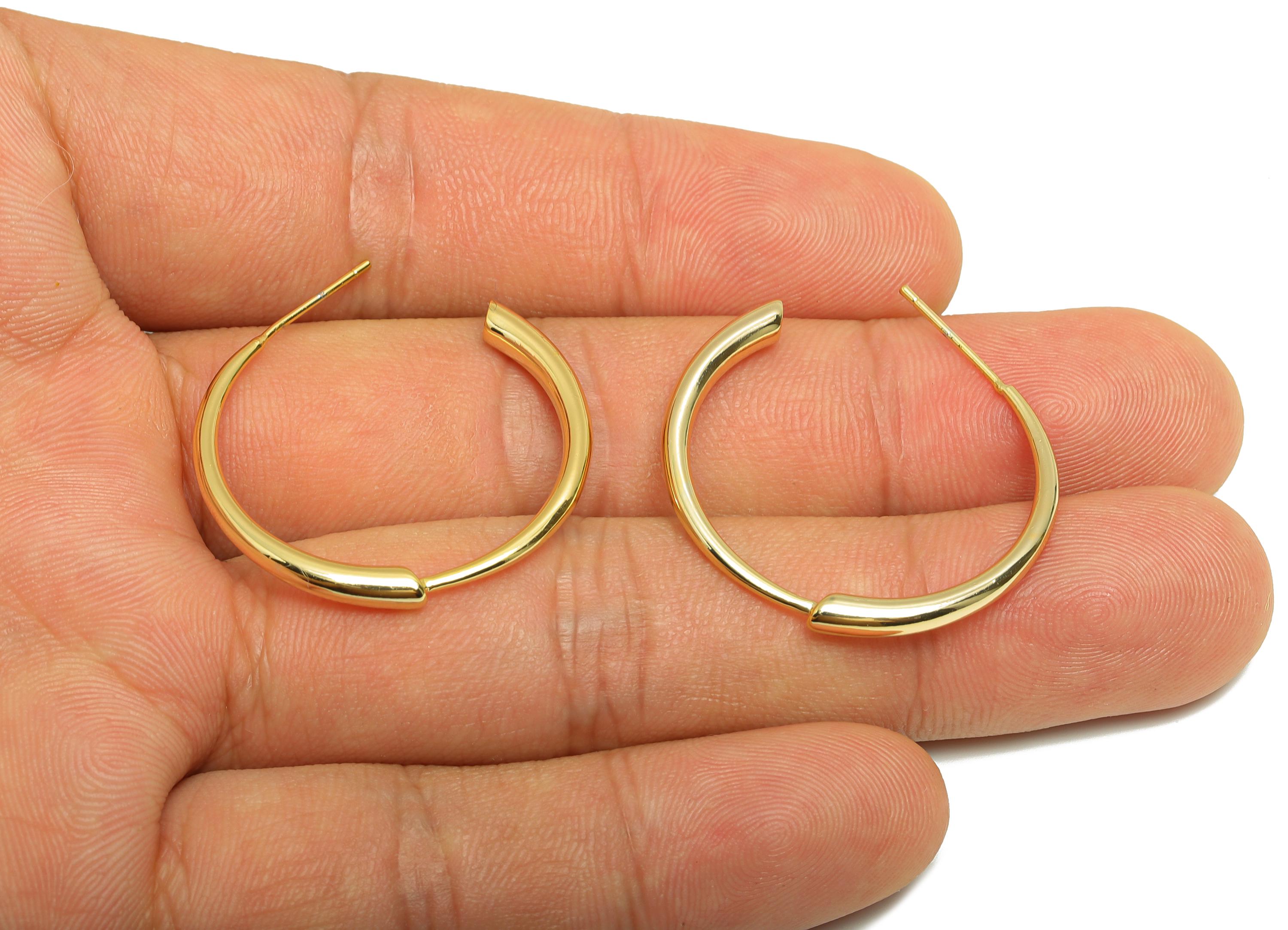 Brass Circle Earring Stud - Gold Minimalist C Hoop Earring Post - Daily Wear Earring - 18K Real Gold Plating - 28.93x3.02x3.05mm - RGP9001 - DOMEDBAZAAR
