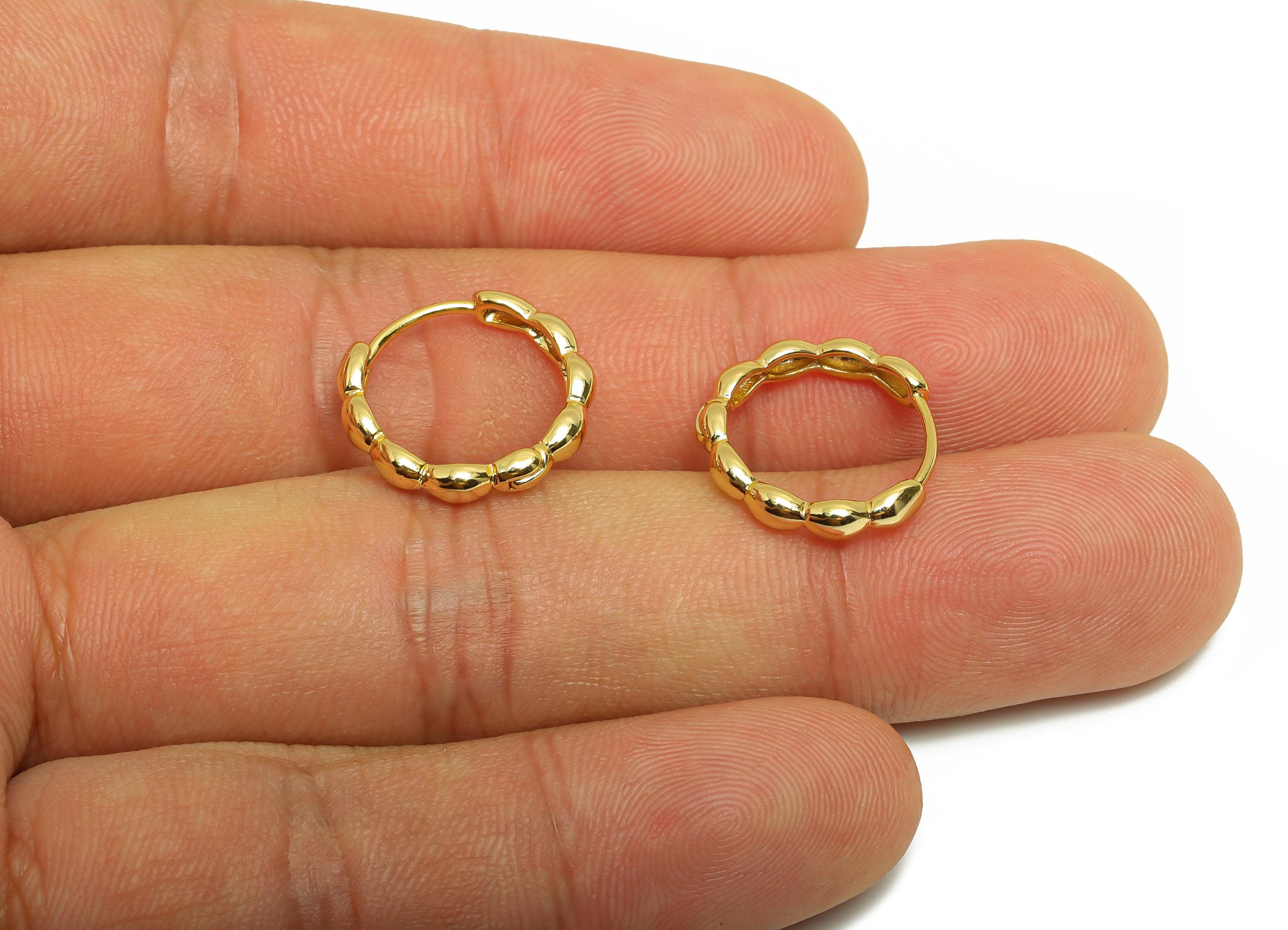 Brass Flower Hoop Earring - Gold Huggie Earring for Girls - Circle Daily Wear Earring - 18K Real Gold Plating - 15.94x15.28x2.73mm - RGP9008 - DOMEDBAZAAR