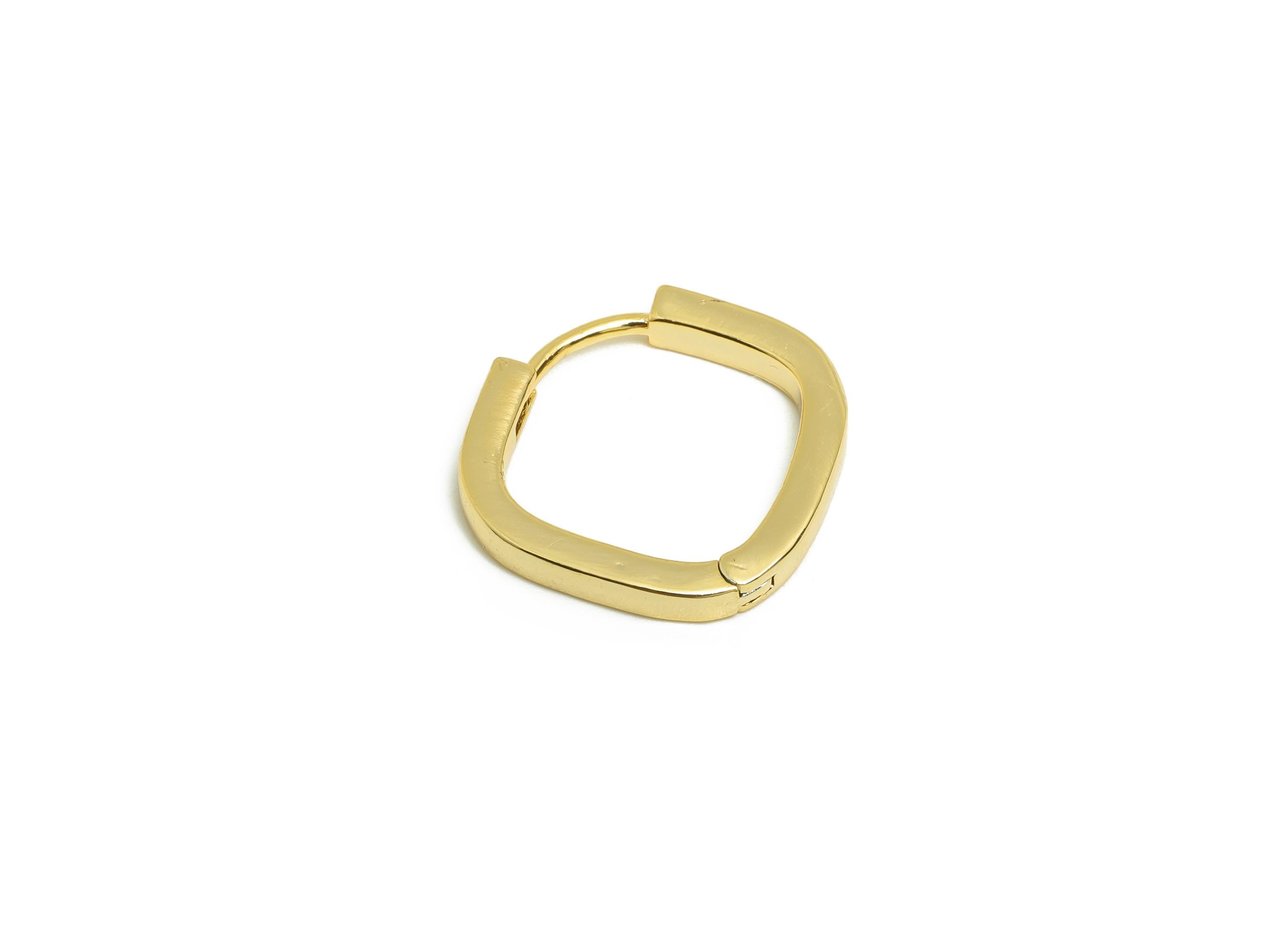 Brass Square Hoop Earring - Gold Huggie Earring for Girls - Square Daily Wear Hoop Earring - 18K Real Gold Plated- 16.1x15.99x2.28mm-RGP9011 - DOMEDBAZAAR