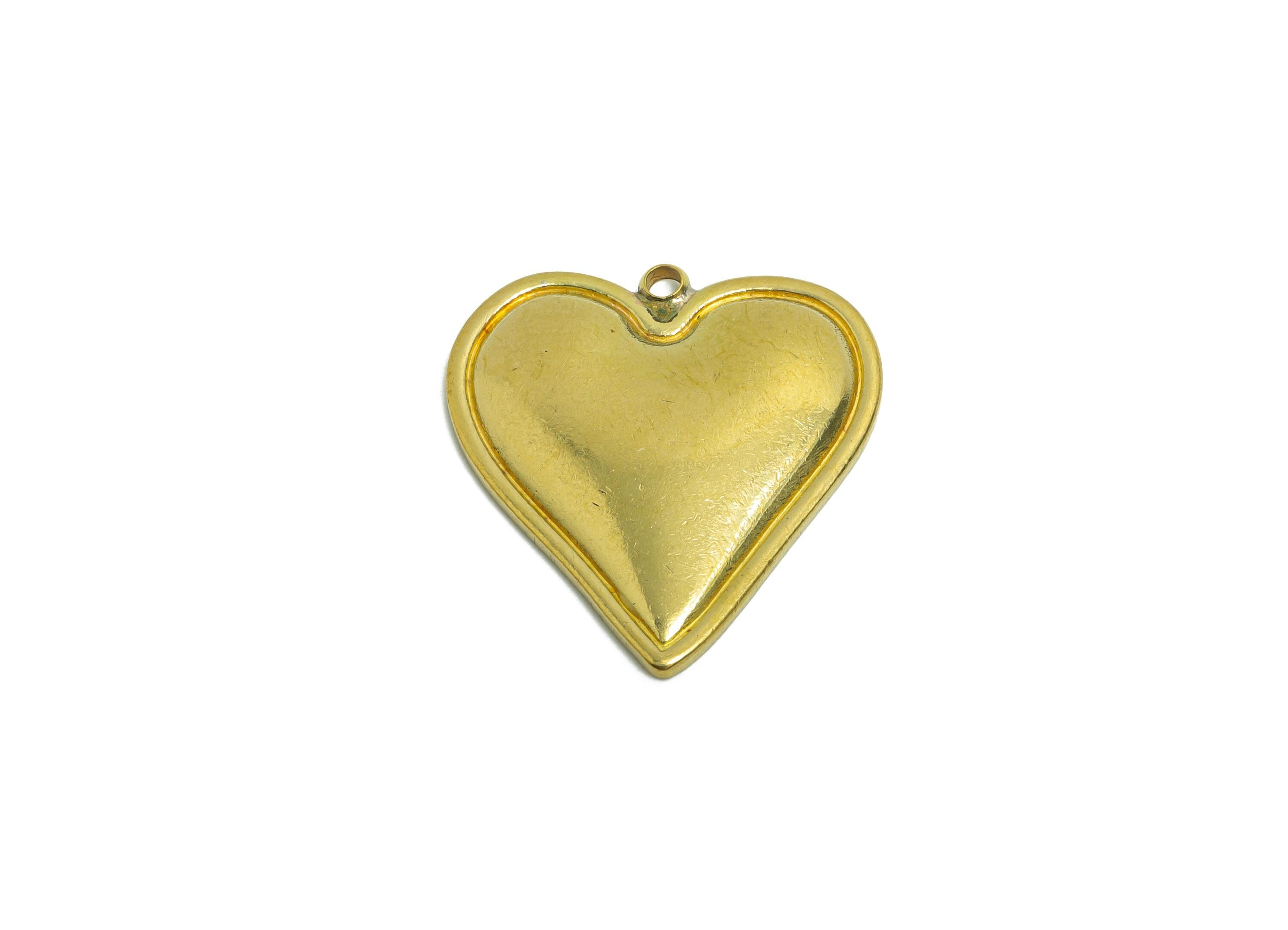 Timeless Heart Earring Charm - Raw Brass Minimalist Vintage Heart Pendant - Brass Classic Romantic Earring Charm - 21.6x20x2.35mm - PP10803 - DOMEDBAZAAR