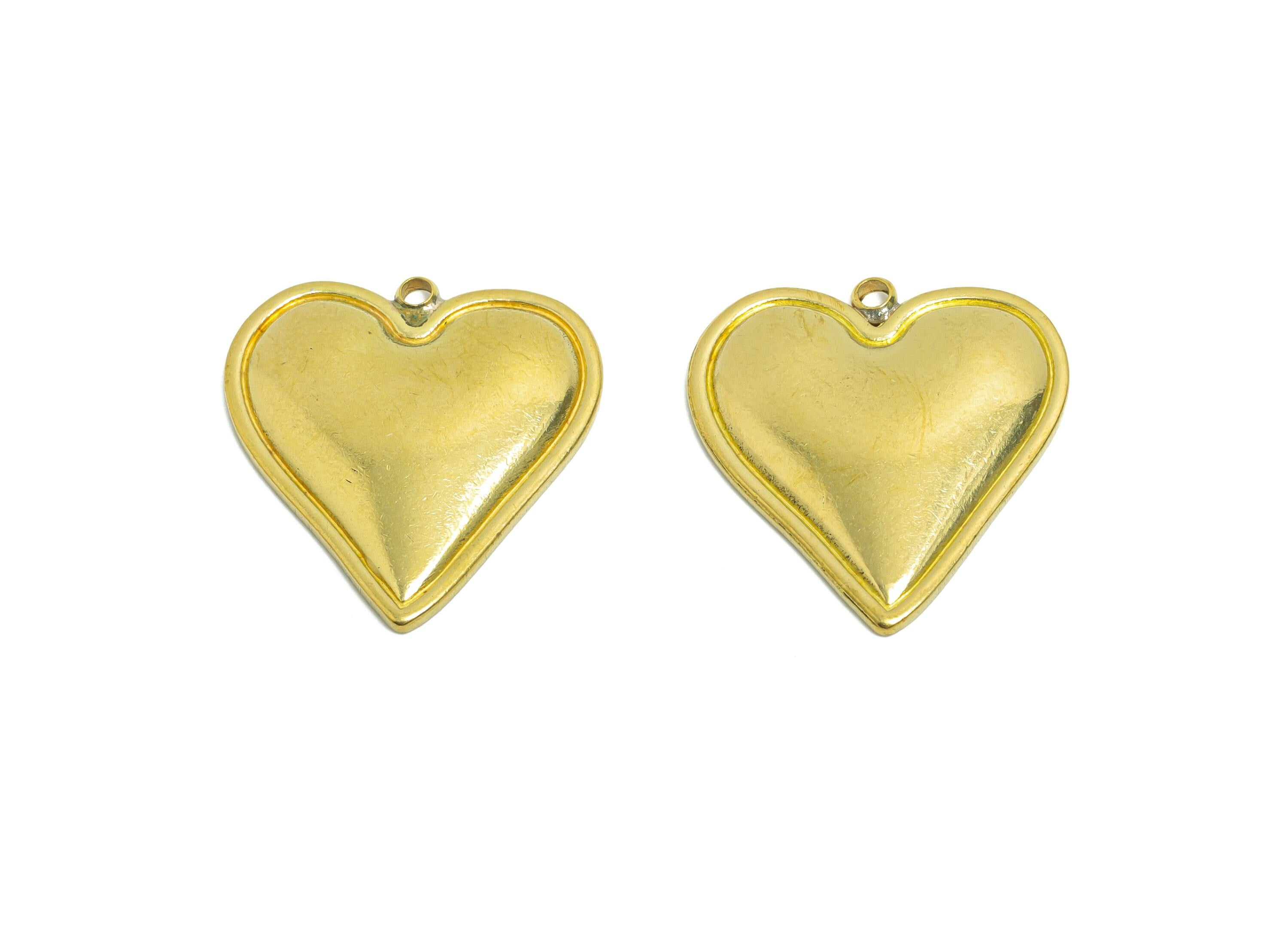 Timeless Heart Earring Charm - Raw Brass Minimalist Vintage Heart Pendant - Brass Classic Romantic Earring Charm - 21.6x20x2.35mm - PP10803 - DOMEDBAZAAR