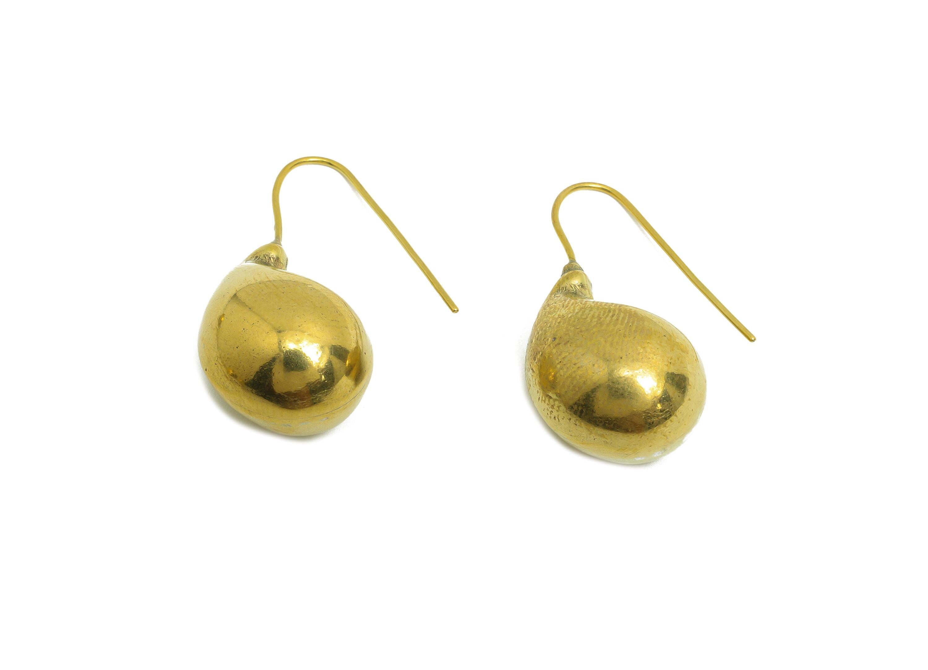 Bold Teardrop Ear Hook - Raw Brass Minimalist Polished Teardrop Hook Wire - Brass Contemporary Earring For Woman - 29.8x14x13mm - PP10821 - DOMEDBAZAAR