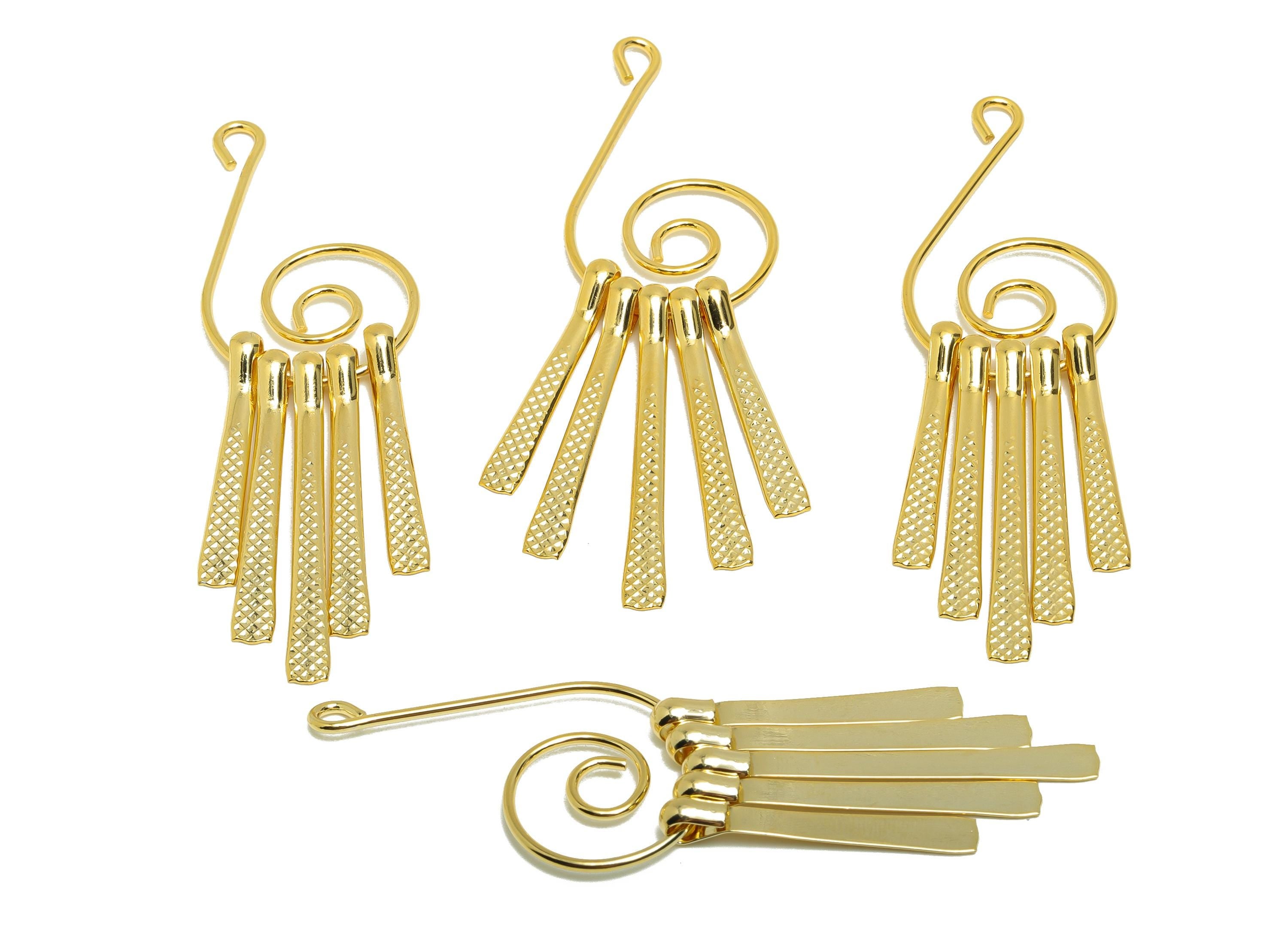 Brass Spiral Fringe Charm - Round Spiral Fringe Charm for Earring - Gold Hammered Pendant - 18K Real Gold Plating - 75.5x22x5mm - RGP8757 - DOMEDBAZAAR
