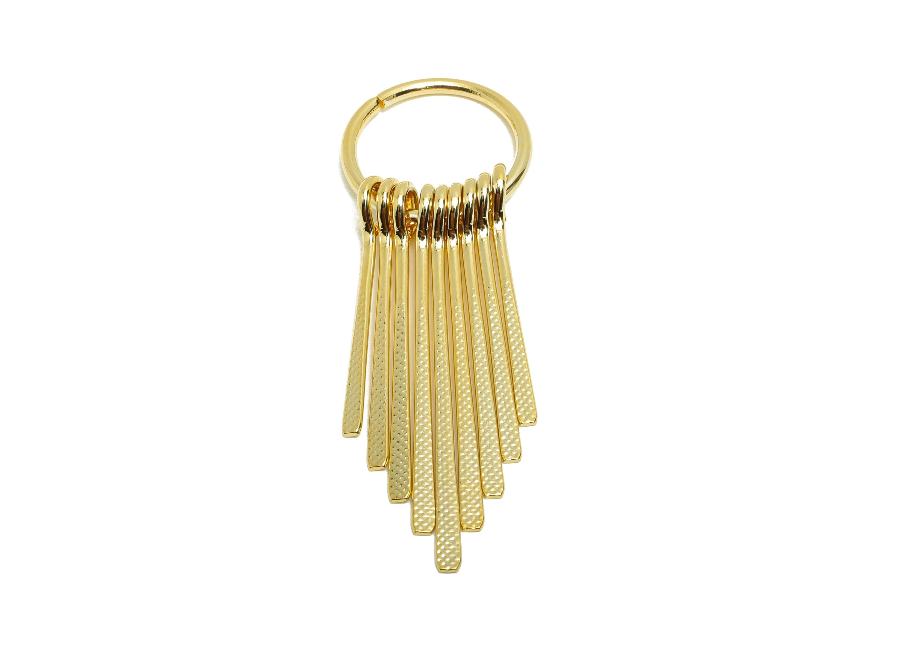 Brass Round Fringe Charm - Circle Spiral Fringe Charm for Earring - Gold Hammered Pendant - 18K Real Gold Plating - 54x17.5x5.3mm - RGP8758 - DOMEDBAZAAR