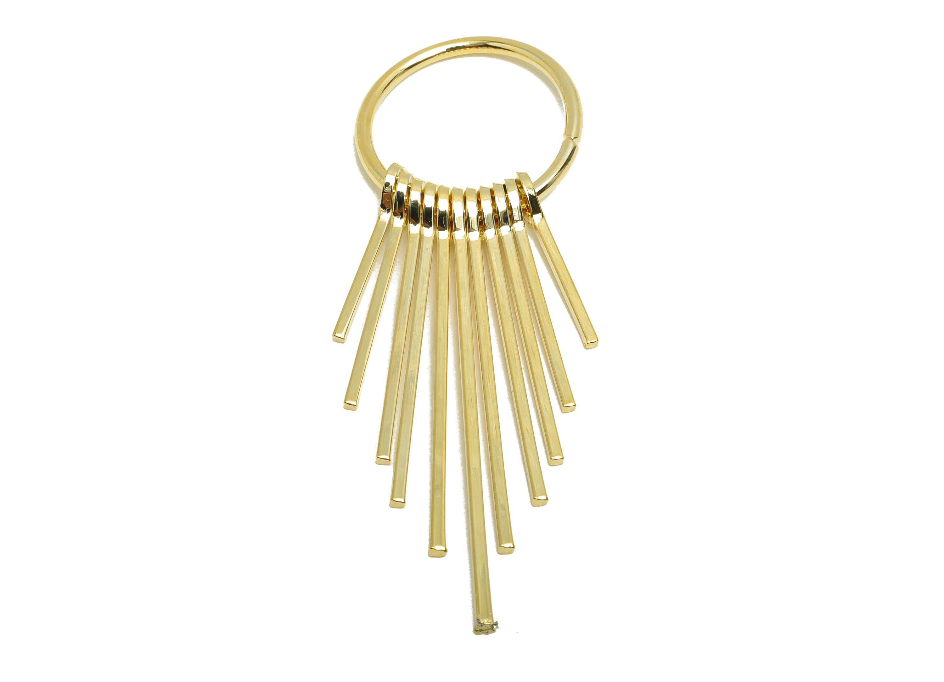 Brass Round Fringe Charm - Circle Fringe Charm for Earring - Gold Smooth Fringe Pendant - 18K Real Gold Plating - 60x20x4.3mm - RGP8760 - DOMEDBAZAAR