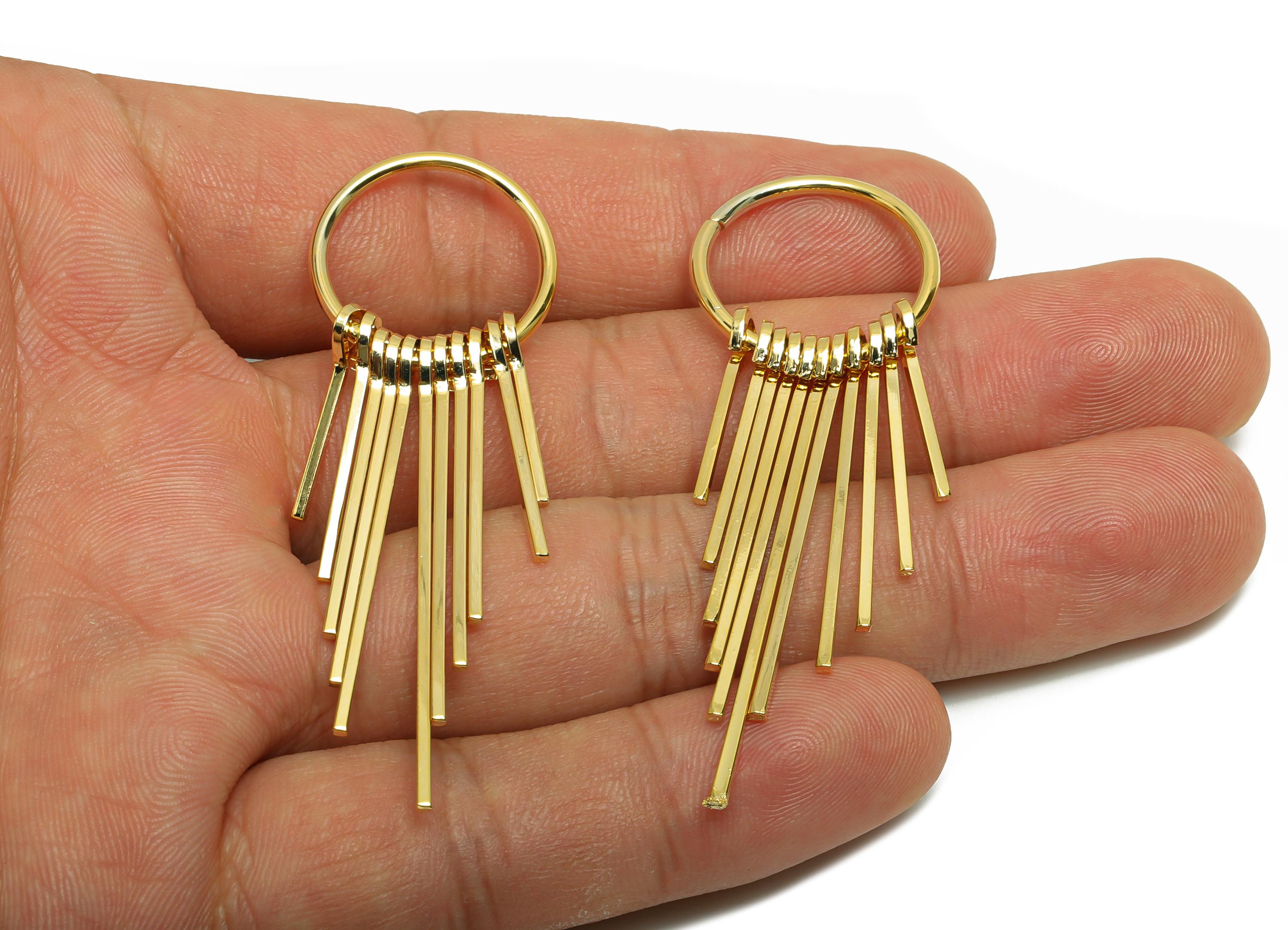Brass Round Fringe Charm - Circle Fringe Charm for Earring - Gold Smooth Fringe Pendant - 18K Real Gold Plating - 60x20x4.3mm - RGP8760 - DOMEDBAZAAR
