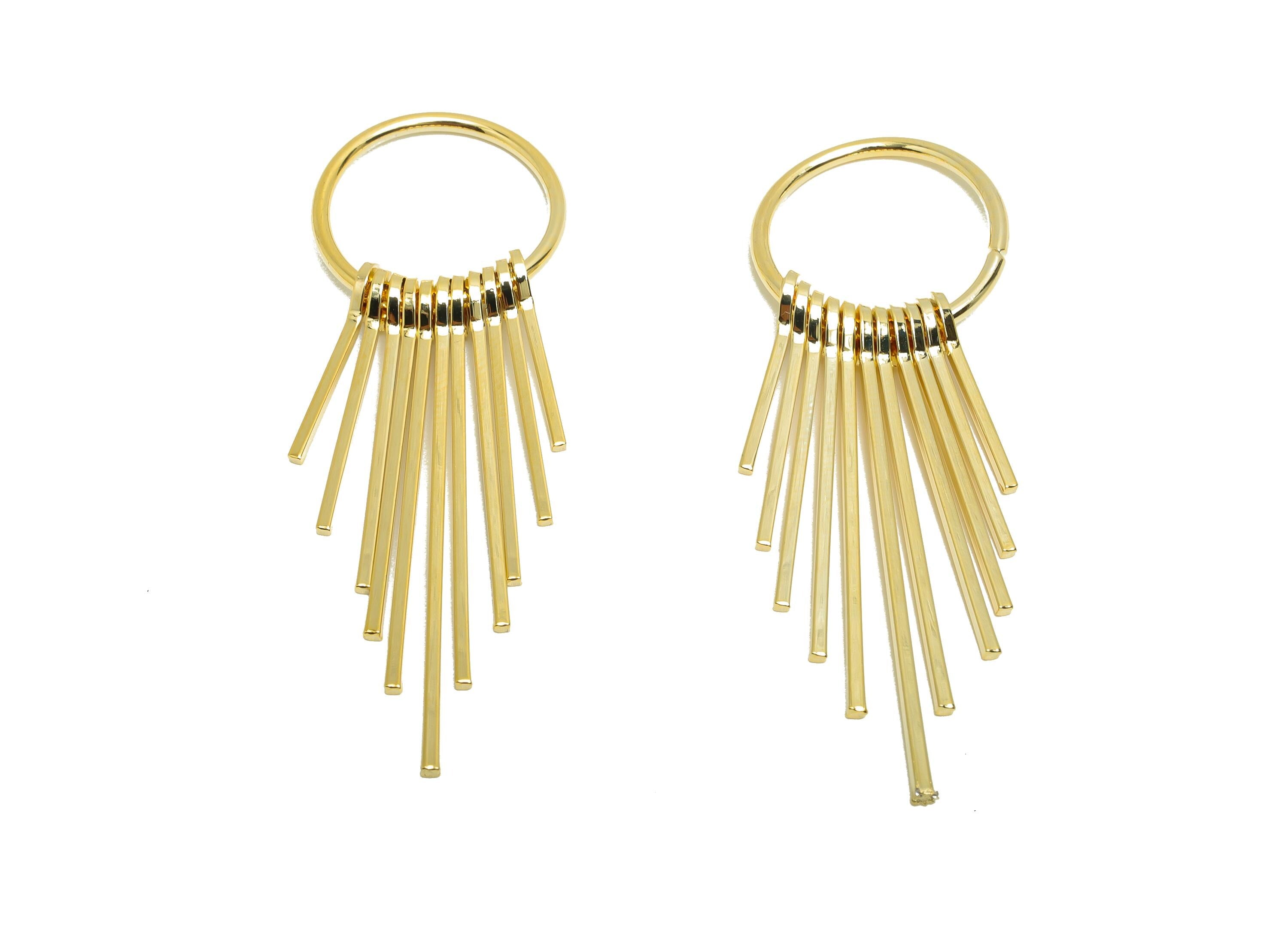 Brass Round Fringe Charm - Circle Fringe Charm for Earring - Gold Smooth Fringe Pendant - 18K Real Gold Plating - 60x20x4.3mm - RGP8760 - DOMEDBAZAAR