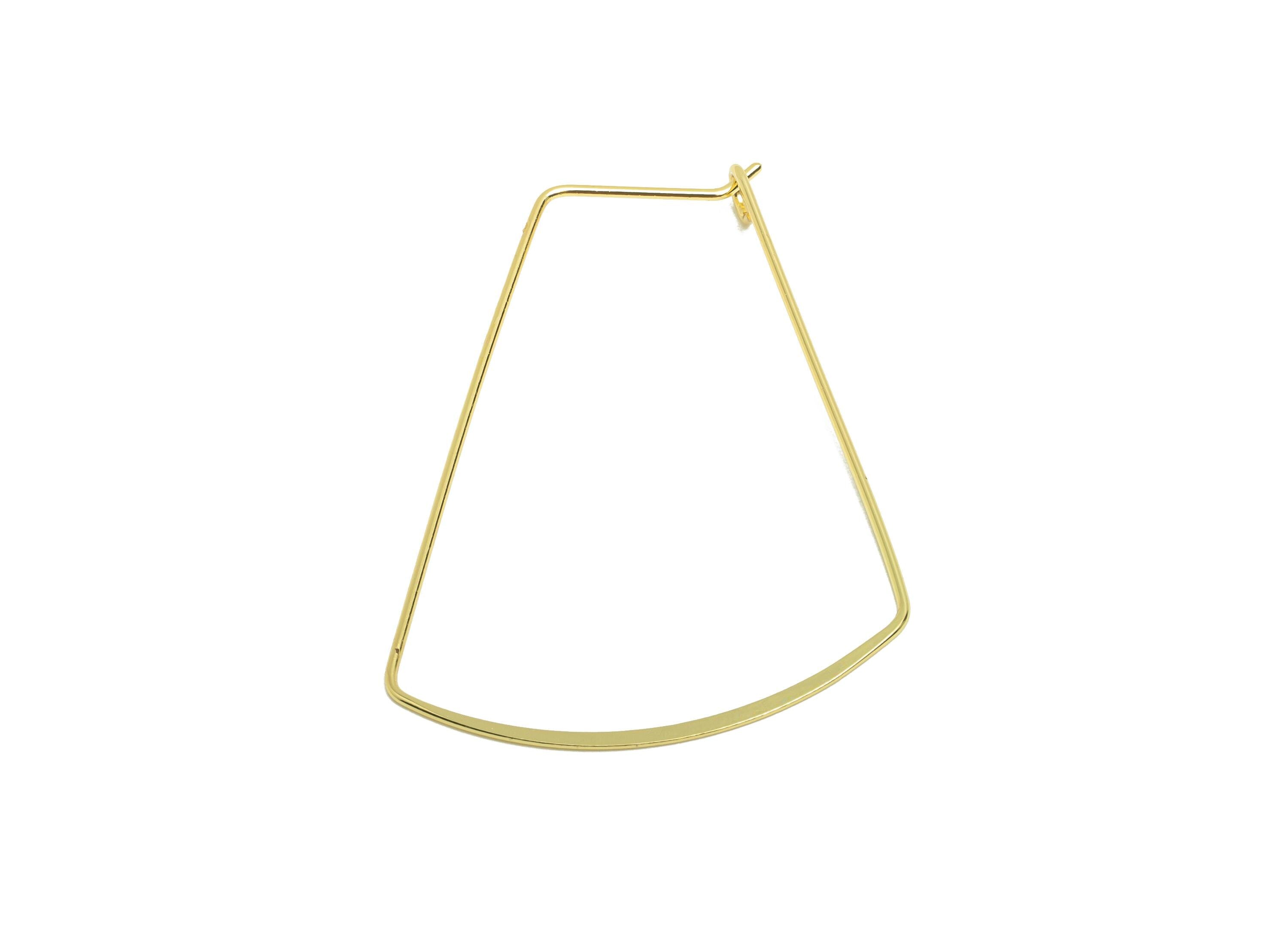 Brass Geometric Earring Wire - Trapezoid Earring Wire - Gold Trapezoid Earring Findings - 18K Real Gold Plated - 40.4x31x0.8mm - RGP8768 - DOMEDBAZAAR