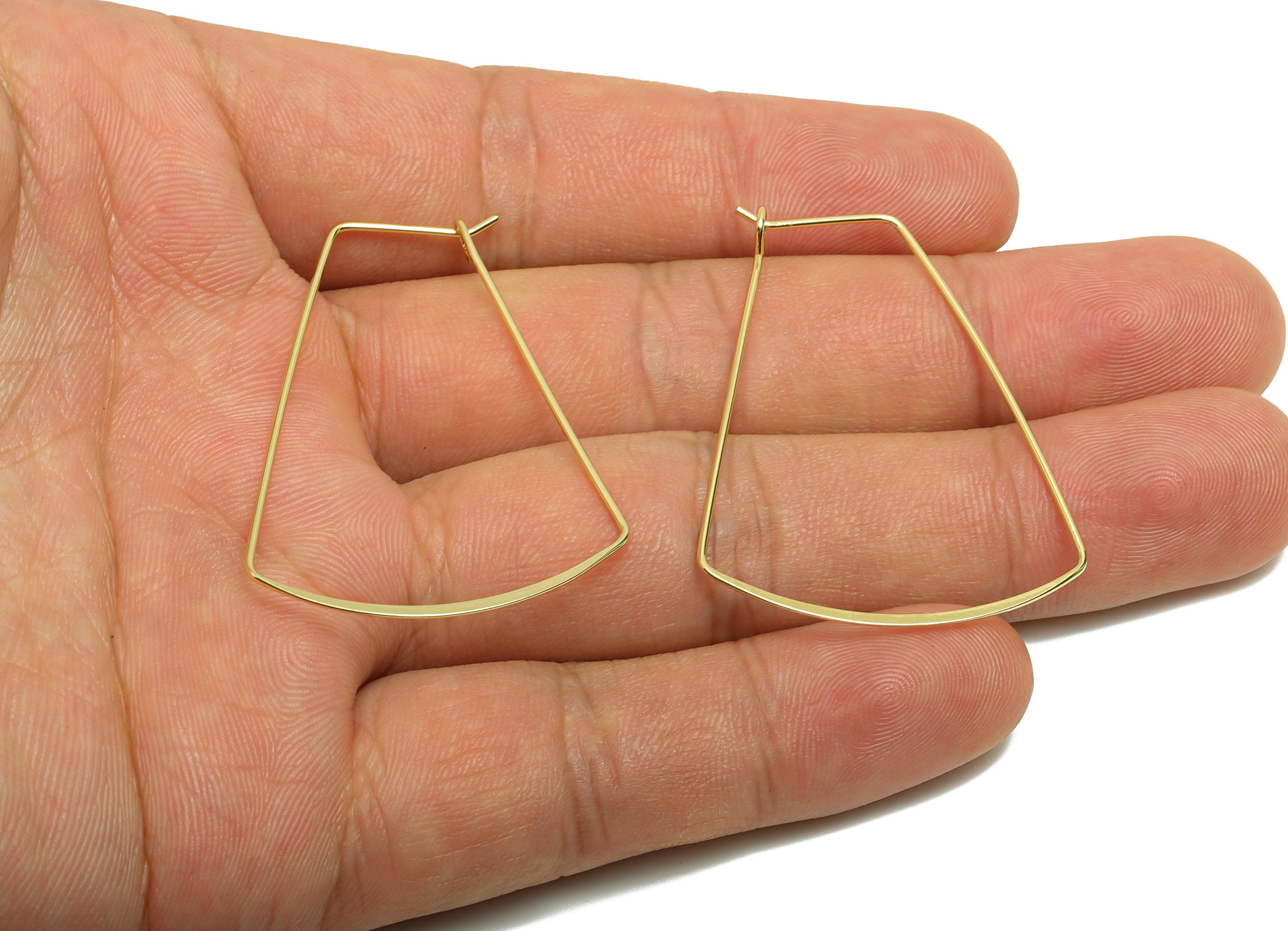 Brass Geometric Earring Wire - Trapezoid Earring Wire - Gold Trapezoid Earring Findings - 18K Real Gold Plated - 40.4x31x0.8mm - RGP8768 - DOMEDBAZAAR