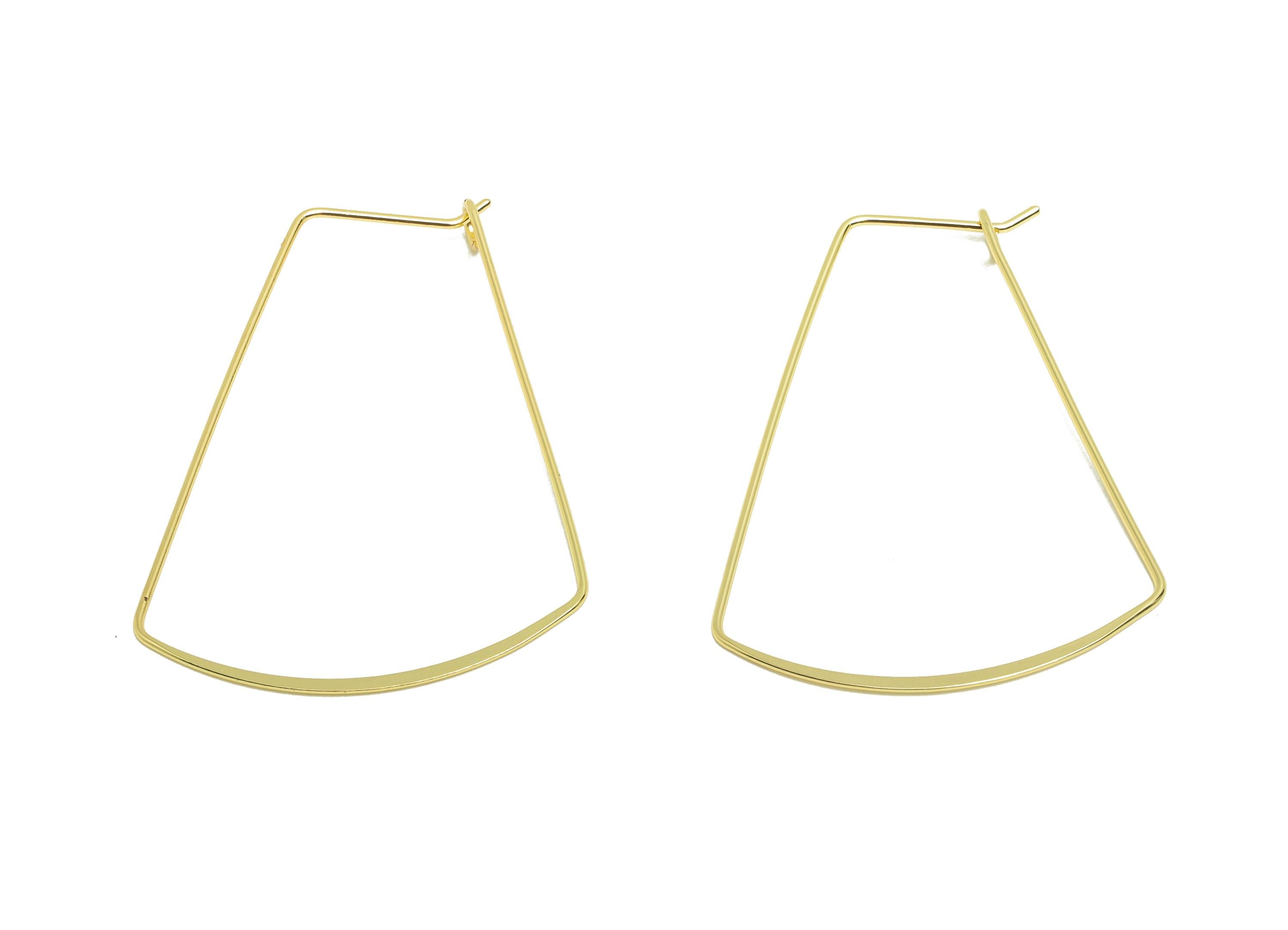 Brass Geometric Earring Wire - Trapezoid Earring Wire - Gold Trapezoid Earring Findings - 18K Real Gold Plated - 40.4x31x0.8mm - RGP8768 - DOMEDBAZAAR