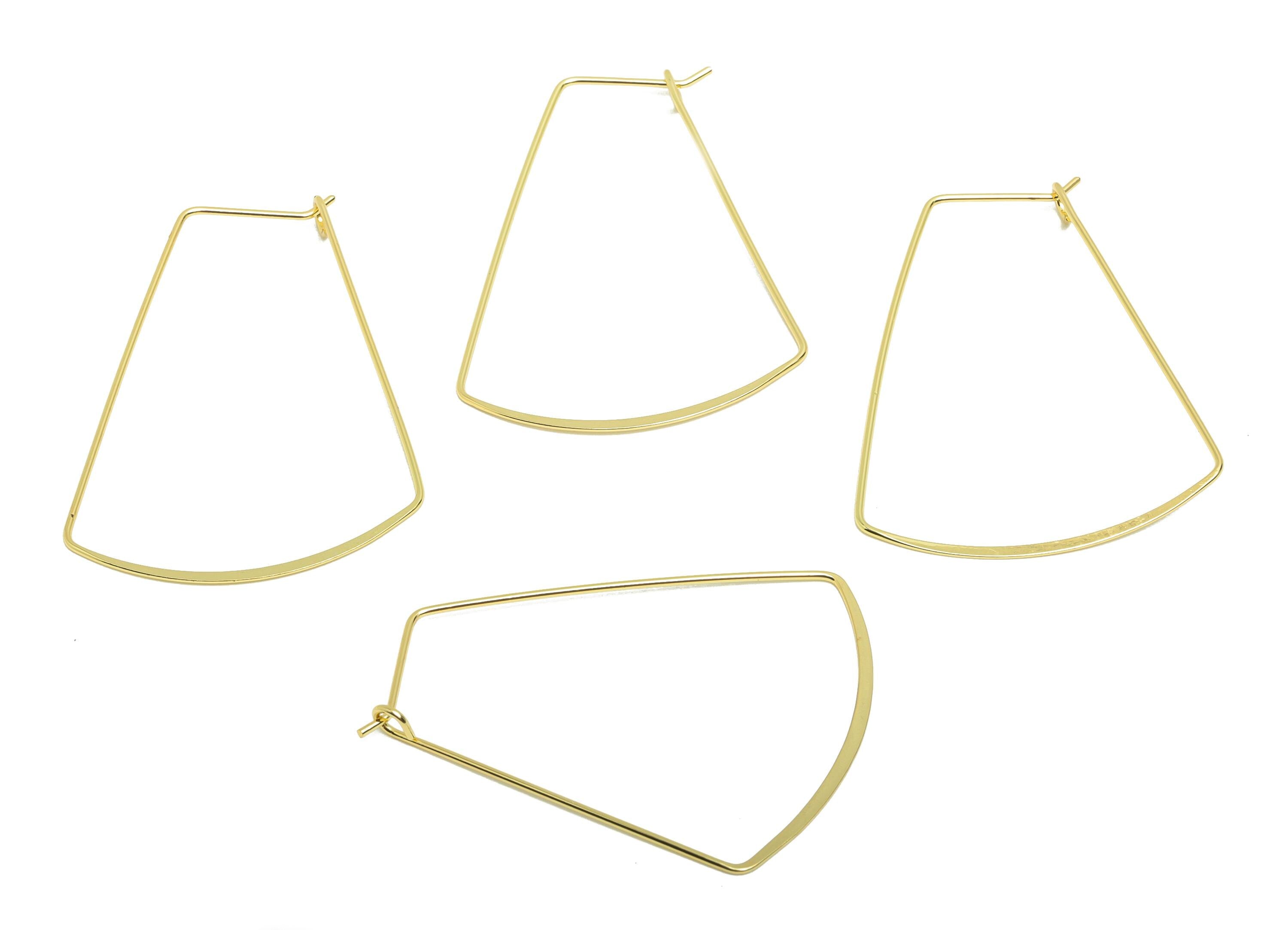 Brass Geometric Earring Wire - Trapezoid Earring Wire - Gold Trapezoid Earring Findings - 18K Real Gold Plated - 40.4x31x0.8mm - RGP8768 - DOMEDBAZAAR