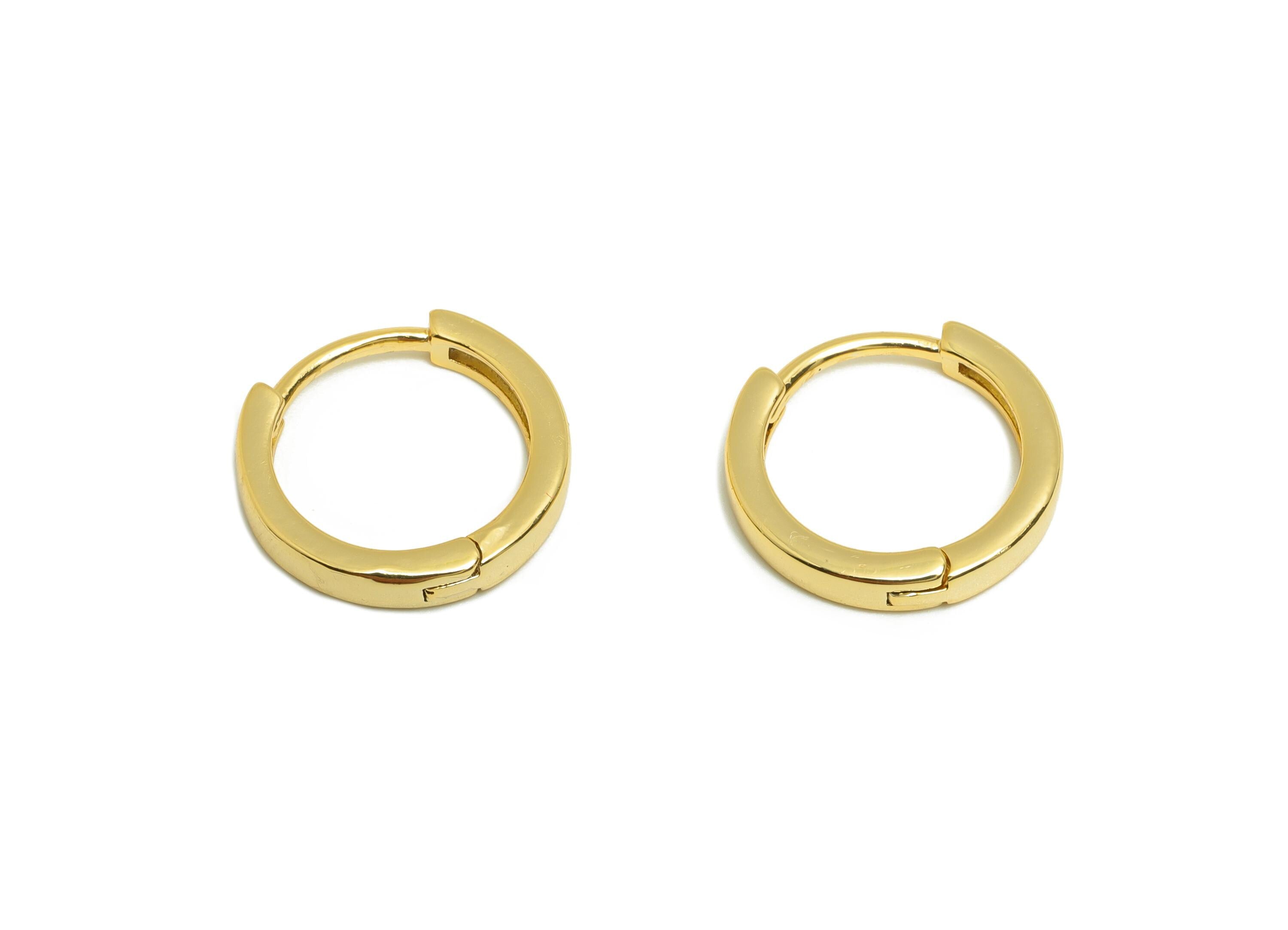 Brass Circle Hoop Earring - Gold Minimalist Huggie Earring - Round Daily Wear Earring - 18K Real Gold Plating - 14.08x14.08x2.4mm - RGP9015 - DOMEDBAZAAR