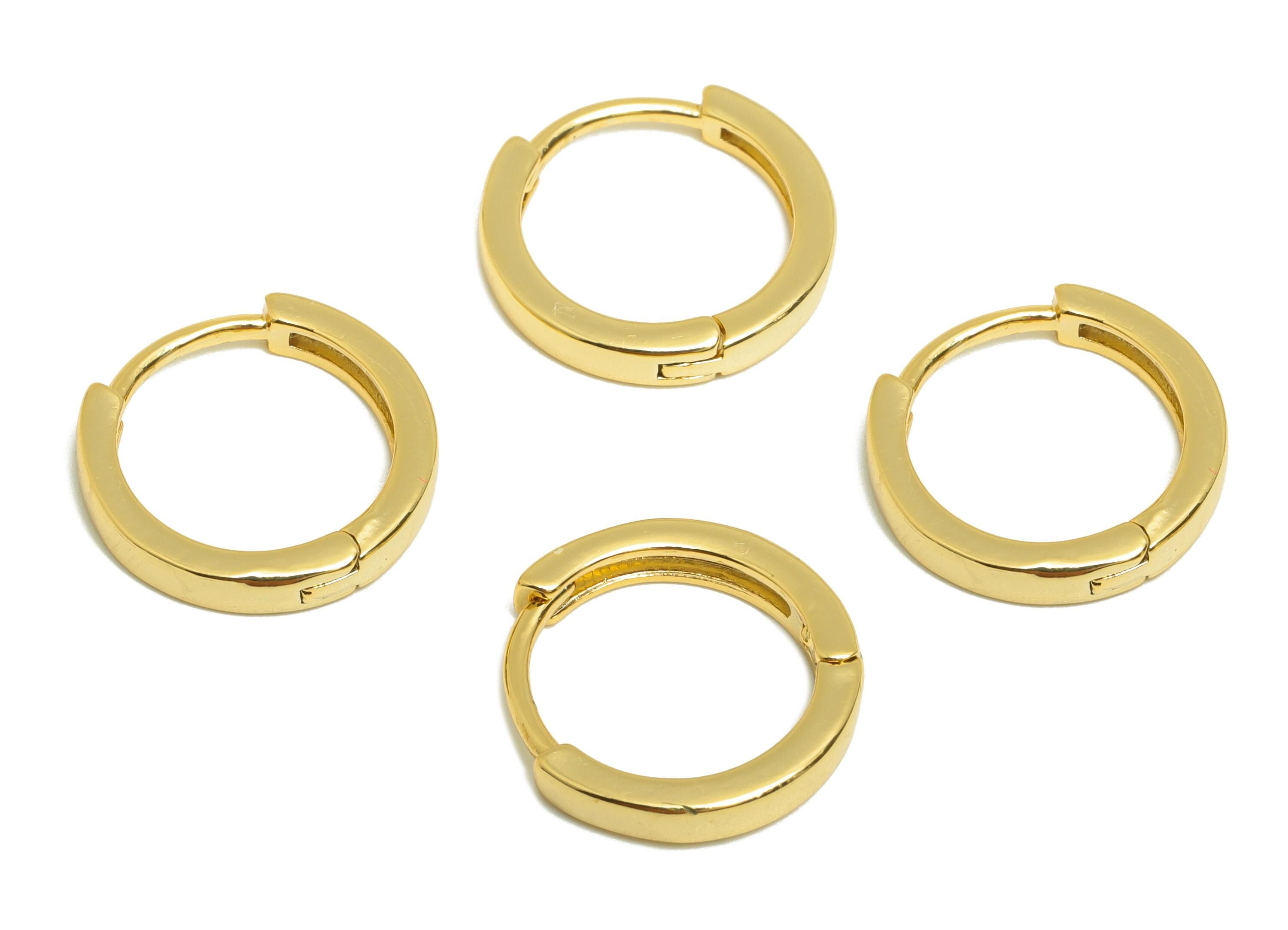 Brass Circle Hoop Earring - Gold Minimalist Huggie Earring - Round Daily Wear Earring - 18K Real Gold Plating - 14.08x14.08x2.4mm - RGP9015 - DOMEDBAZAAR