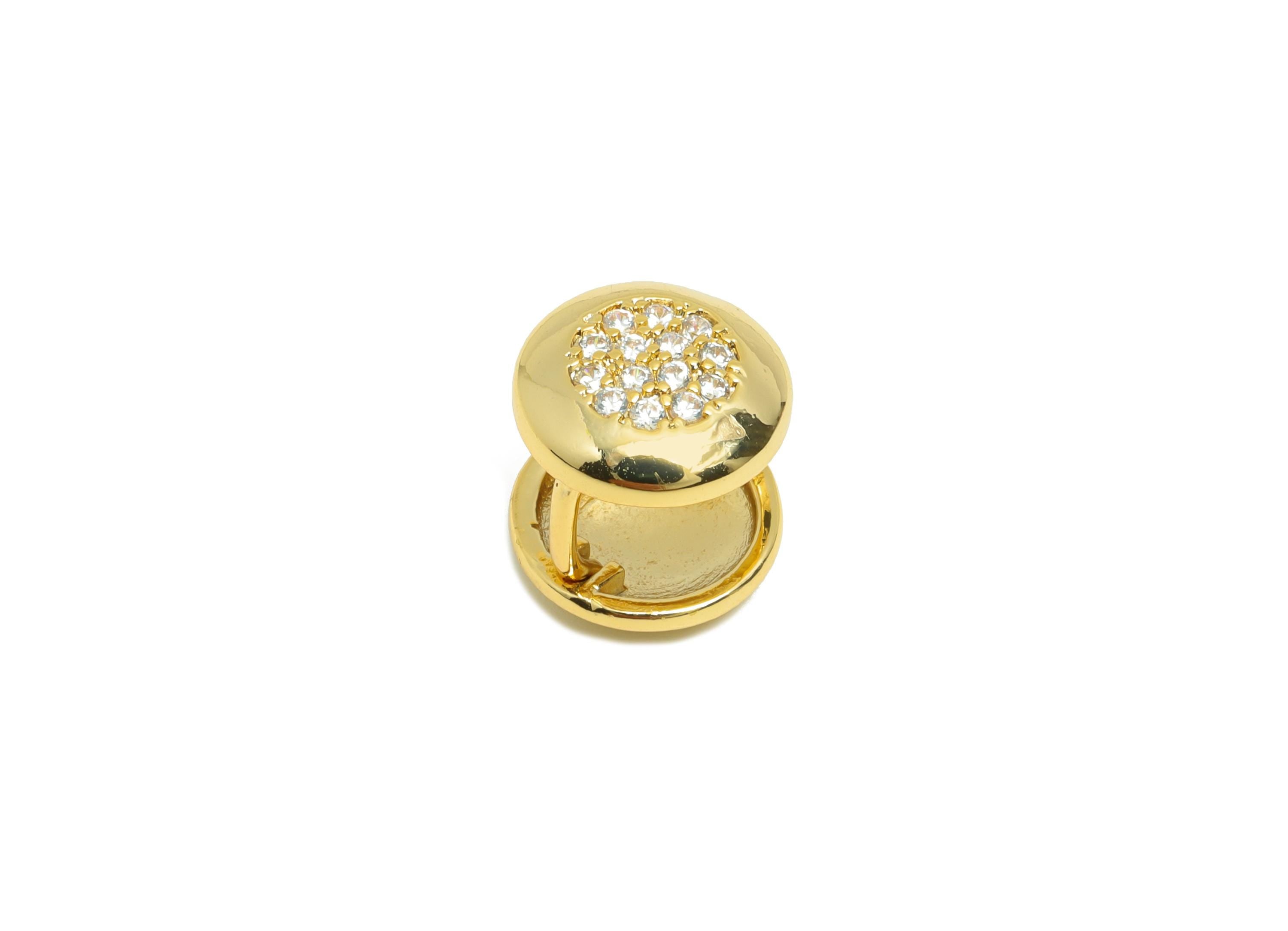 Brass Round Hoop Earring - Gold Zircon Cylinder Huggie Earring - Daily Wear Earring - 18K Real Gold Plating - 11.45x10.13x1.43mm - RGP9018 - DOMEDBAZAAR