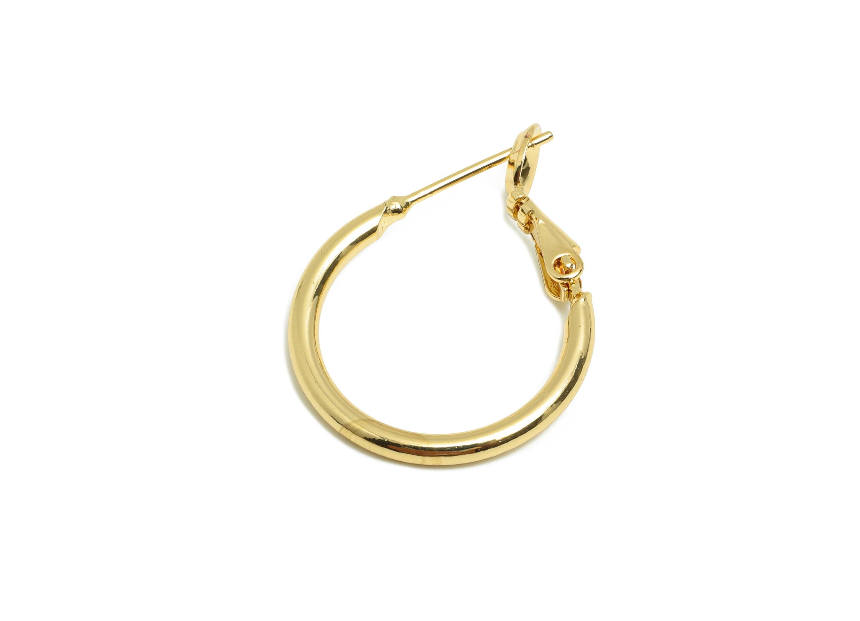 Brass Circle Hoop Earring - Gold Minimalist Huggie Earring - Daily Wear Hinged Back Earring - 18K Real Gold Plating - 26.82x20x2mm - RGP9026 - DOMEDBAZAAR