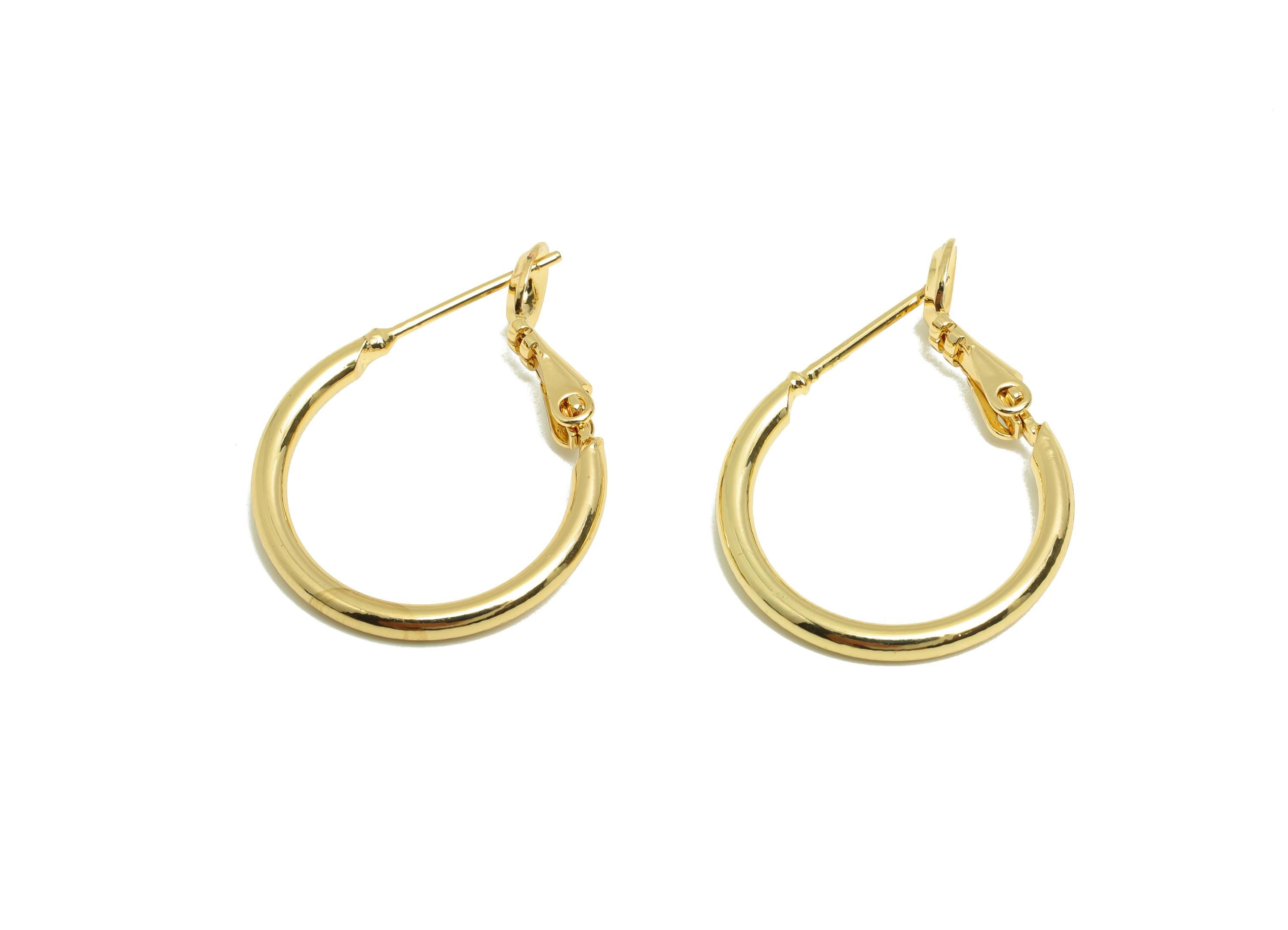 Brass Circle Hoop Earring - Gold Minimalist Huggie Earring - Daily Wear Hinged Back Earring - 18K Real Gold Plating - 26.82x20x2mm - RGP9026 - DOMEDBAZAAR