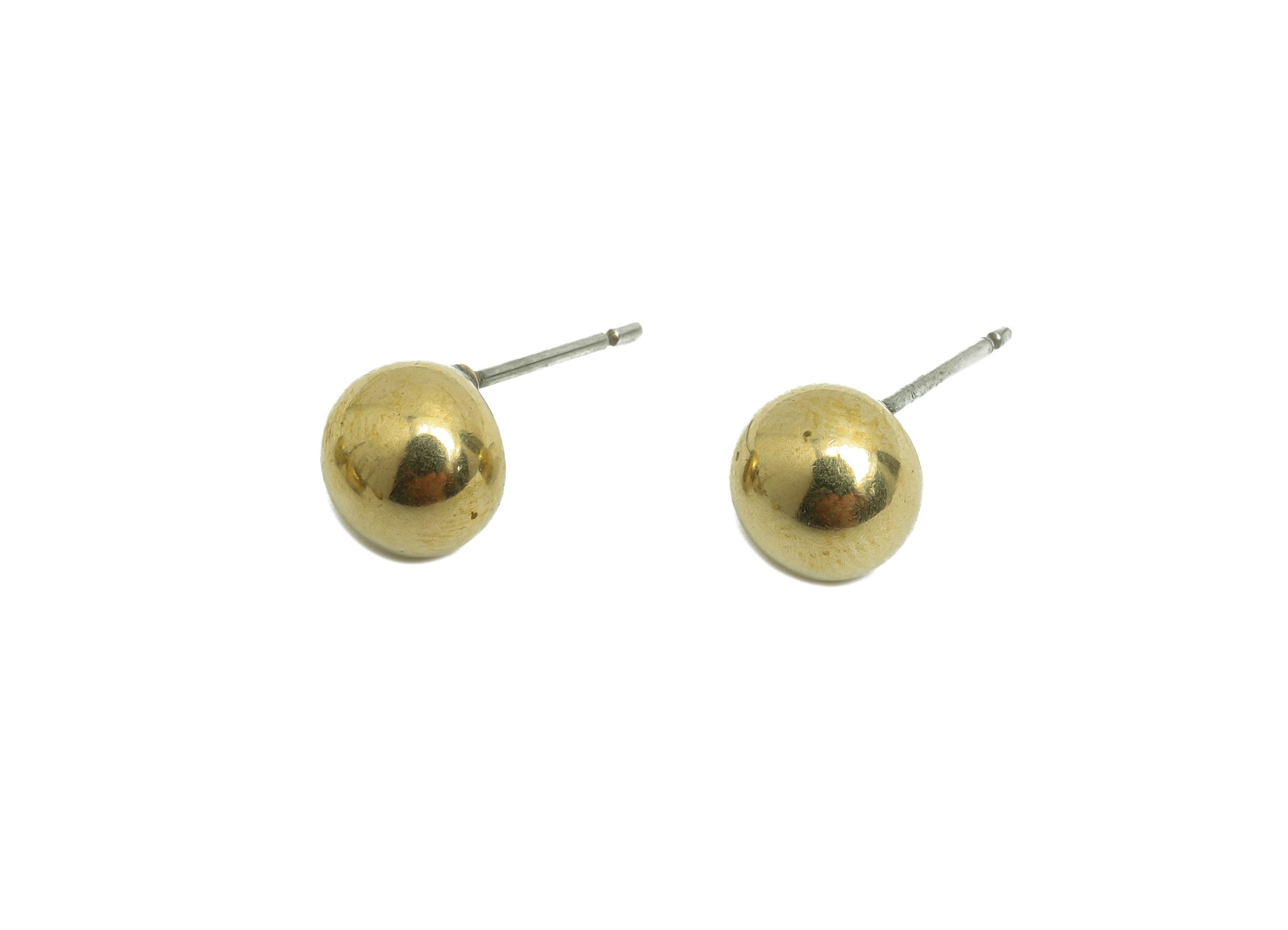 Brass Classic Stud Earring - Raw Brass Minimalist Geometry Earring Post - Everyday Wear Jewelry - Small Stud Earring - 7.6x7.6x4mm - PP10837 - DOMEDBAZAAR