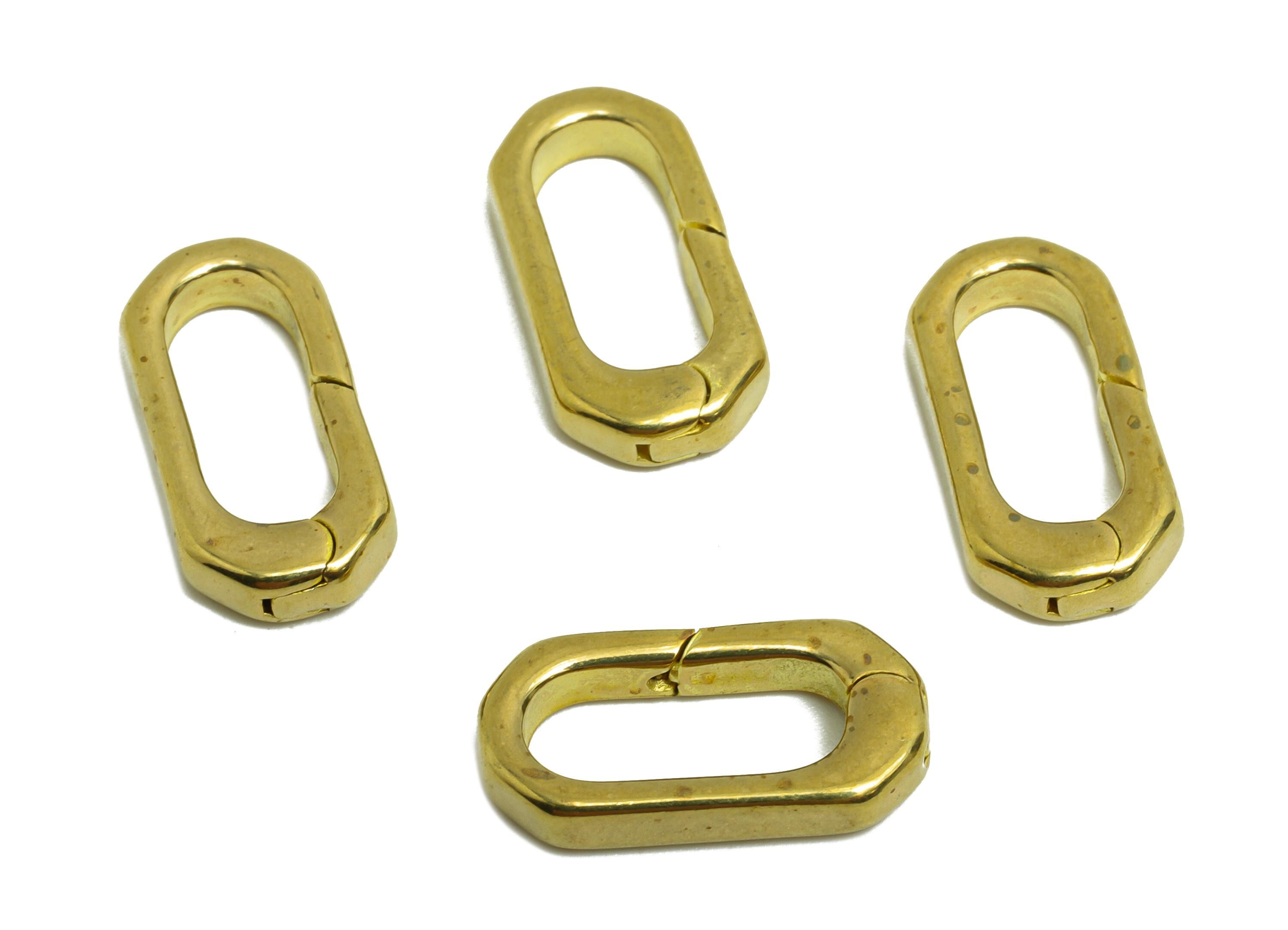 Brass Carabiner Clasp - Raw Brass Connector Clasp - Brass Oval Carabiner Link - Keychain Link Component - DIY Clasp - 16.44x8x2mm - PP10845 - DOMEDBAZAAR