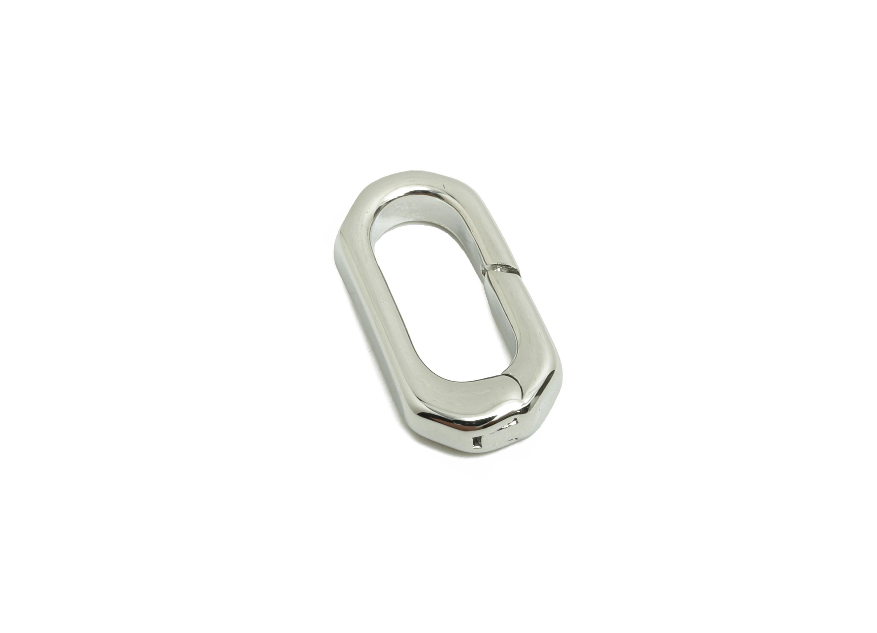 Brass Carabiner Clasp - Silver Connector Clasp - Brass Oval Carabiner Link - Keychain Link Component - DIY Clasp - 16.44x8x2mm - RGP10135 - DOMEDBAZAAR