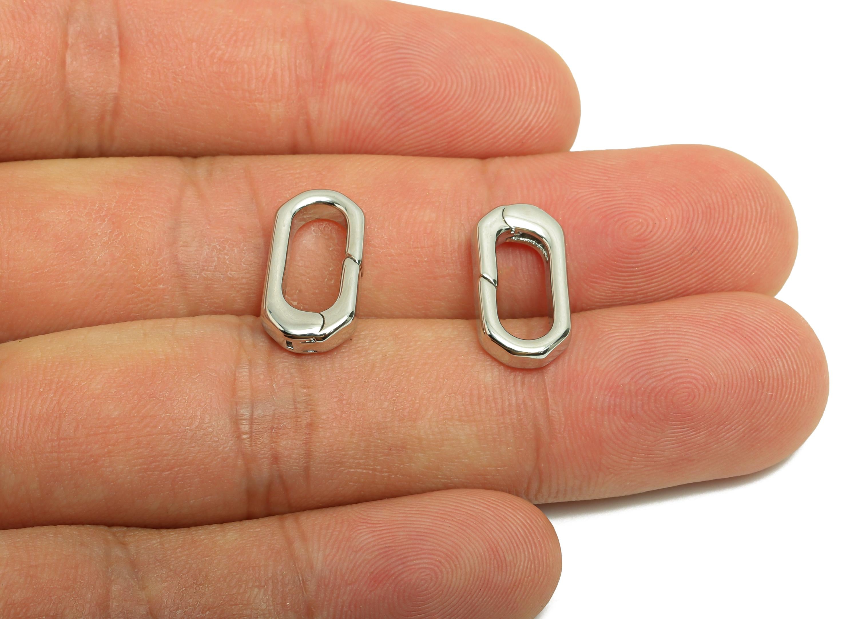 Brass Carabiner Clasp - Silver Connector Clasp - Brass Oval Carabiner Link - Keychain Link Component - DIY Clasp - 16.44x8x2mm - RGP10135 - DOMEDBAZAAR