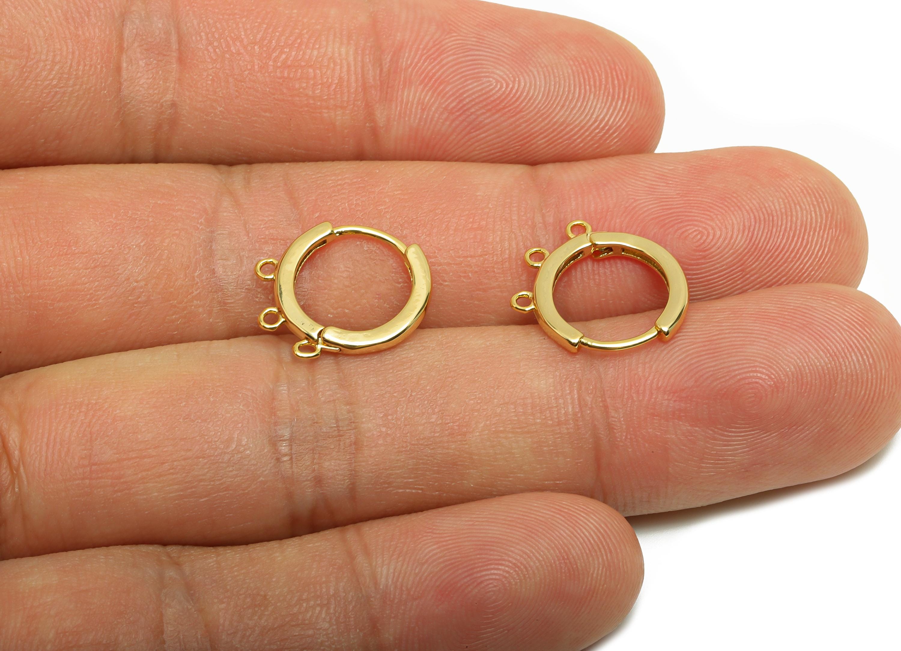 Brass Round Huggie Earring - Gold Hoop Earring for Women - Daily Wear Earring with 3 Loop - 18K Real Gold Plating - 15x13.2x1.6mm - RGP8776 - DOMEDBAZAAR