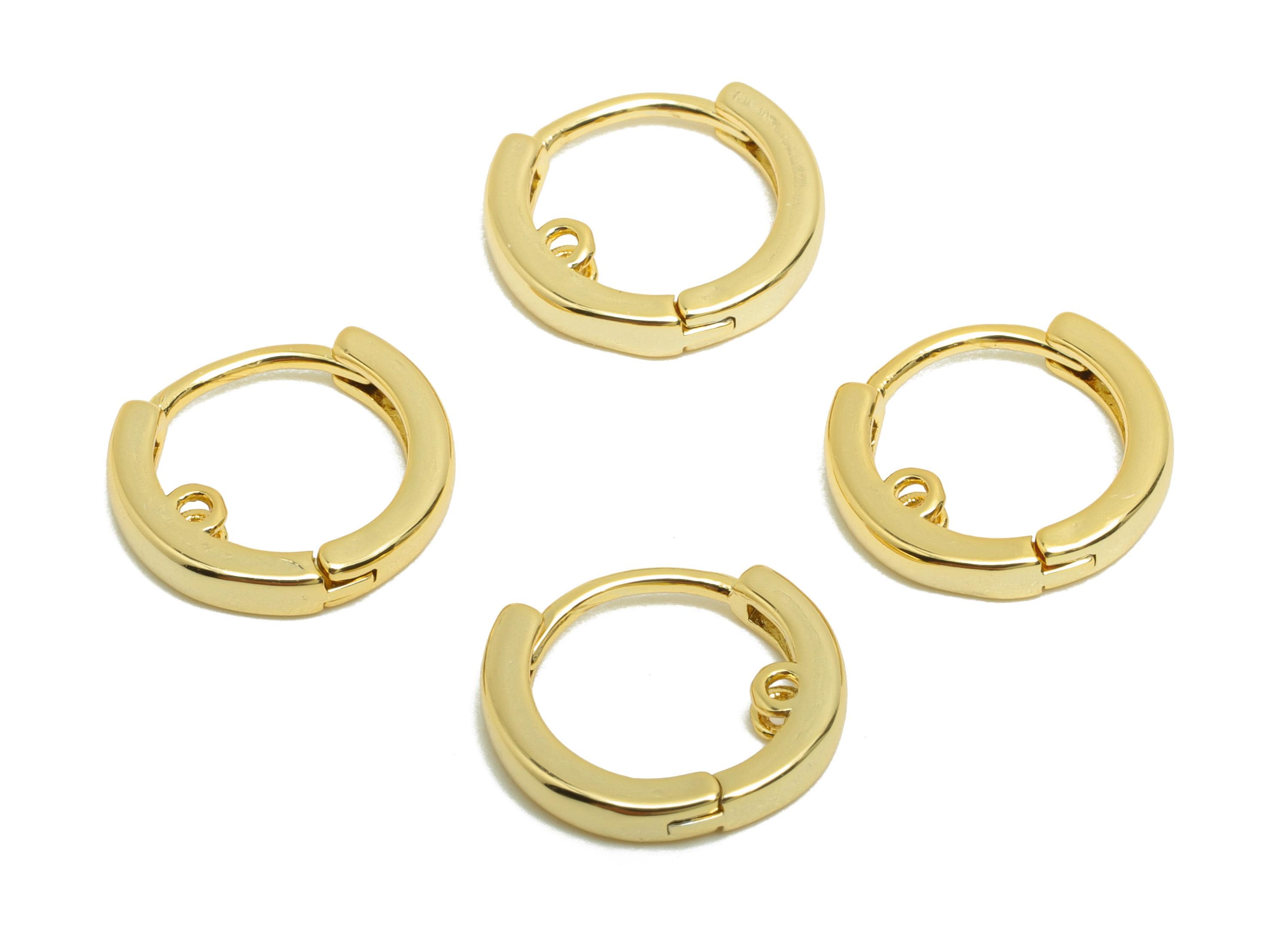 Brass Round Huggie Earring - Gold Hoop Earring for Women - Daily Wear Earring with Loop - 18K Real Gold Plating - 12.3x11.3x2.6mm - RGP8777 - DOMEDBAZAAR