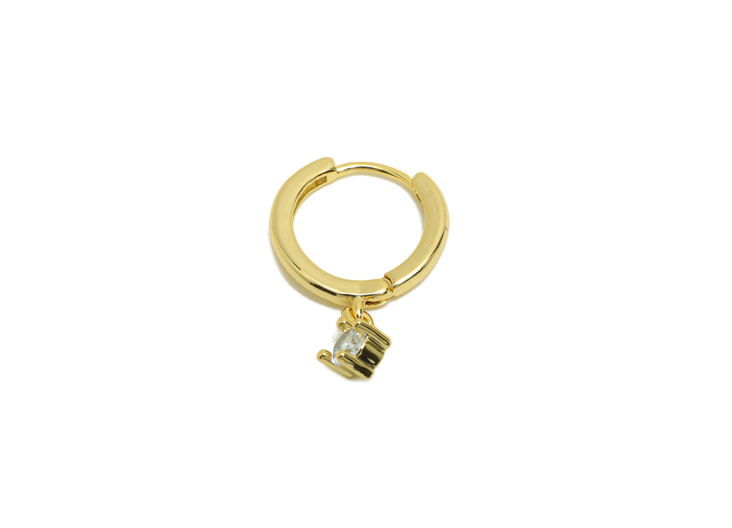 Brass Huggie Hoop Earring - Gold Zircon Earring for Women - Daily Wear Dangle Earring Clasp - 18K Real Gold Plated- 14.8x11.4x3.5mm- RGP8785 - DOMEDBAZAAR