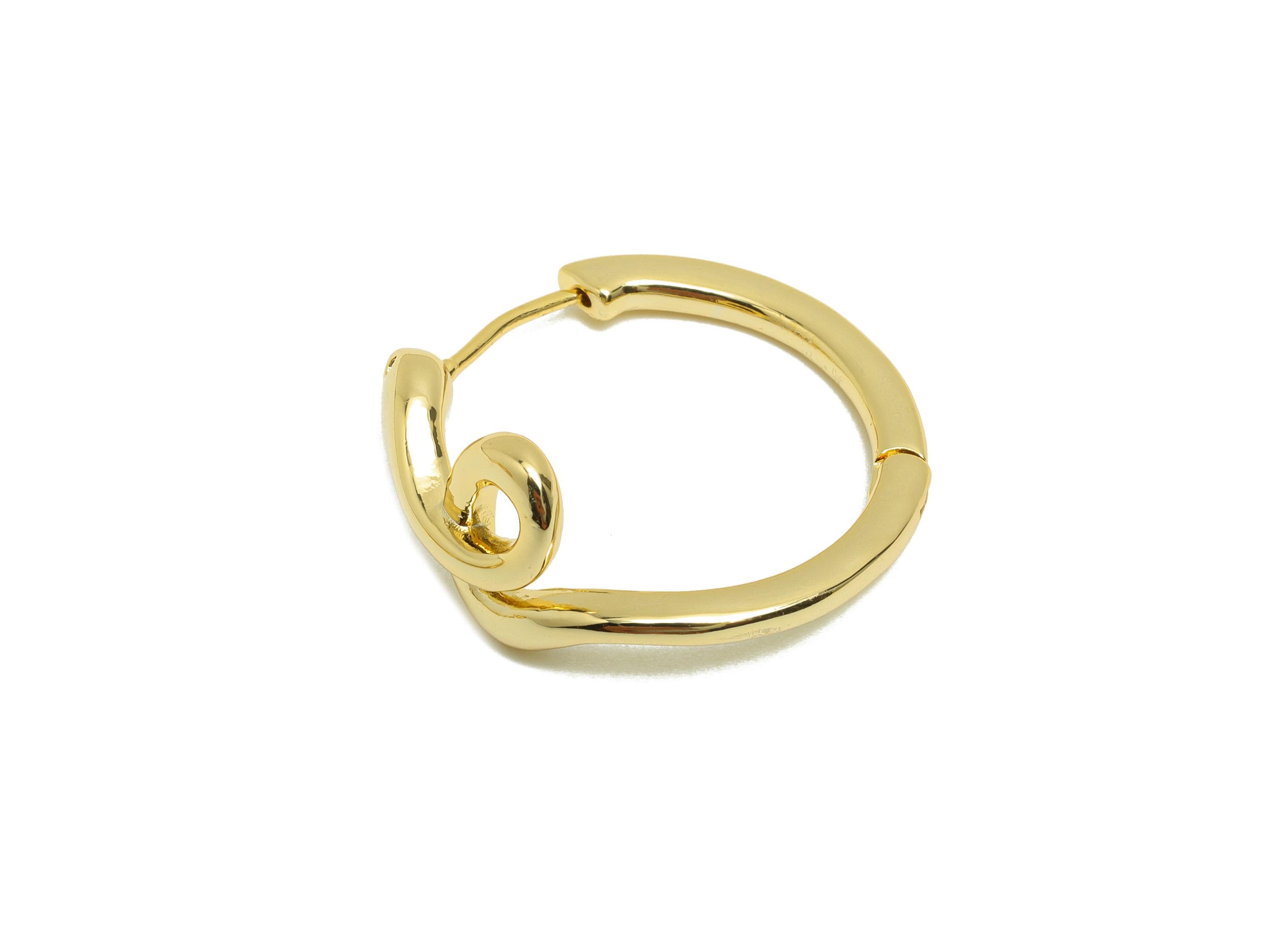 Brass Snake Huggie Earring - Gold Hoop Earring for Women - Huge Daily Wear Earring Clasp - 18K Real Gold Plating - 28x26x12.2mm - RGP8787 - DOMEDBAZAAR