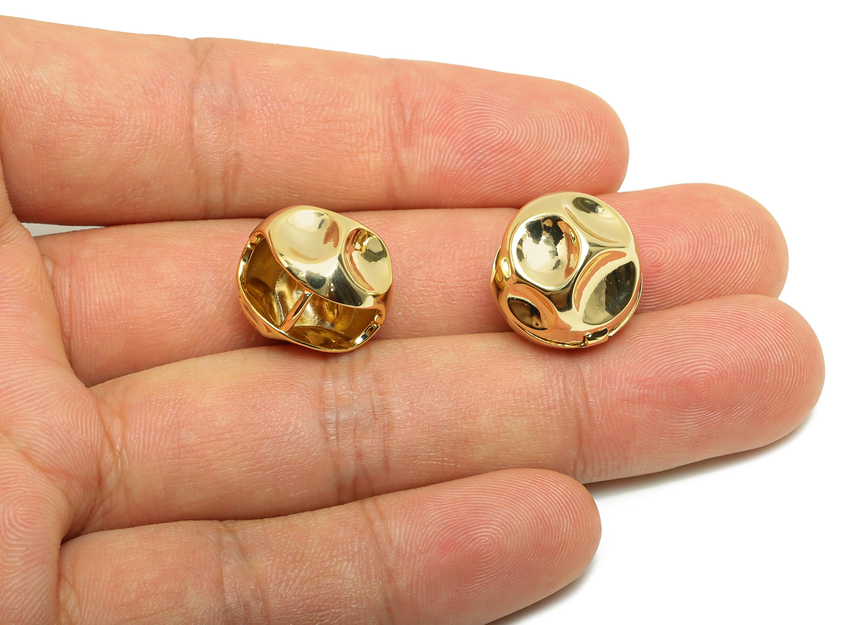 Brass Football Hoop Earring - Gold Hammered Ball Earring - Huggie Hoop Earring for Ladies - 18K Real Gold Plating - 15.5x14x14mm - RGP8792 - DOMEDBAZAAR