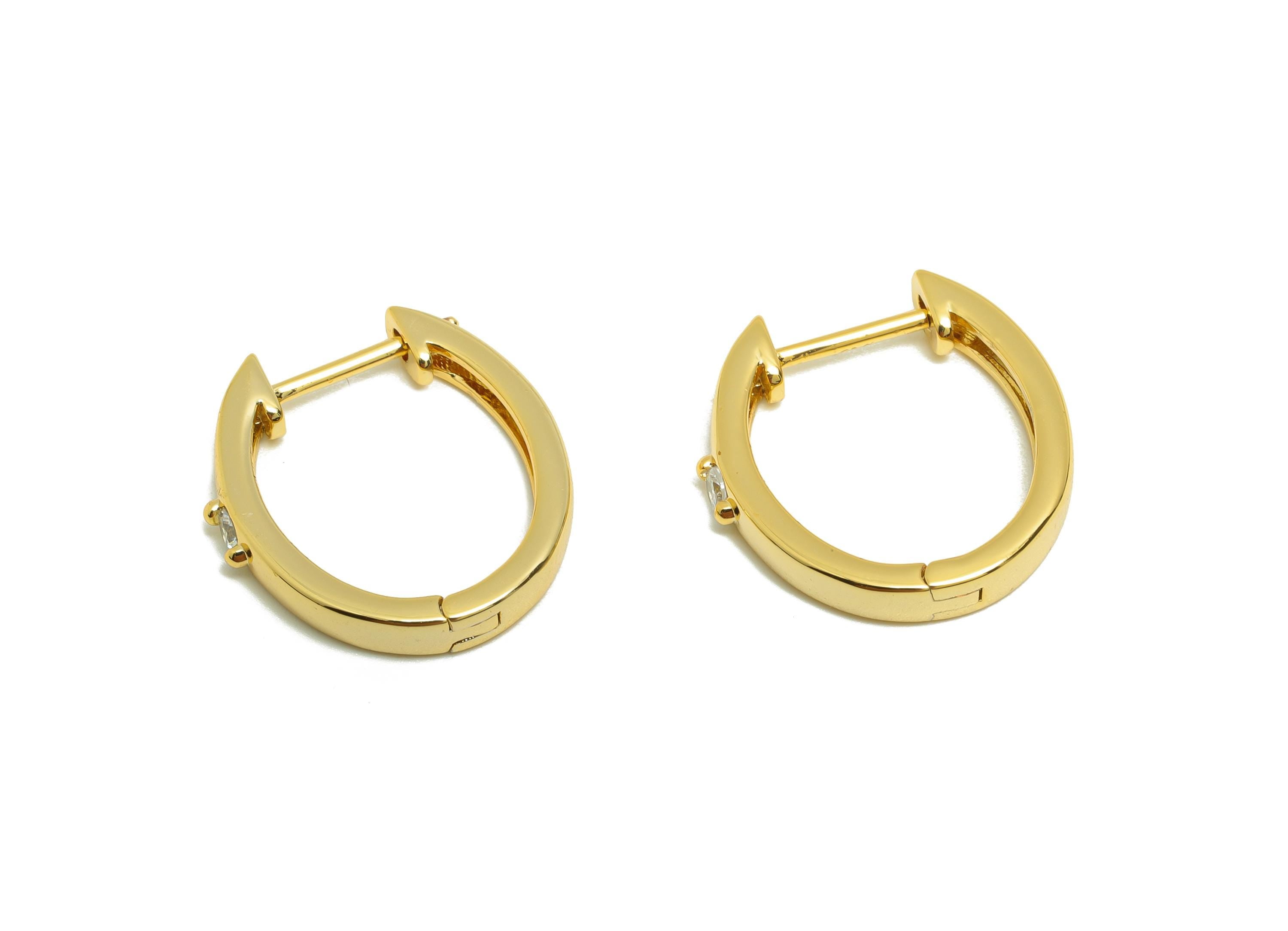Brass Oval Huggie Earring - Gold Zircon Minimalist Earring - Daily Wear Hoop Earring - 18K Real Gold Plated - 17.64x16.66x1.66mmm - RGP9064 - DOMEDBAZAAR