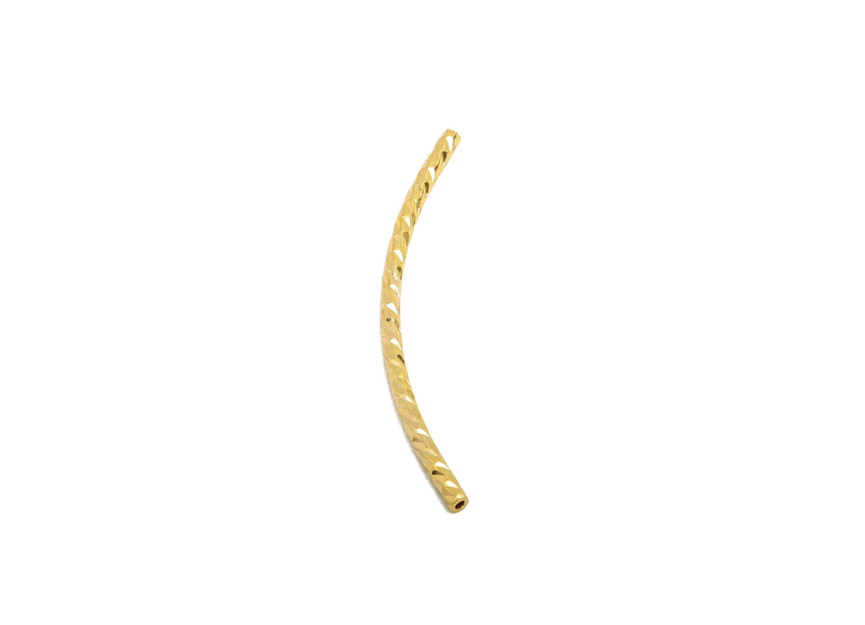 1.5*30 Twisted Chain Links Tube - Brass Textured Pipes for Tubes - Gold Twisted Chain Parts - 18K Real Gold Plated - 30x1.5x1.5mm - RGP10198 - DOMEDBAZAAR