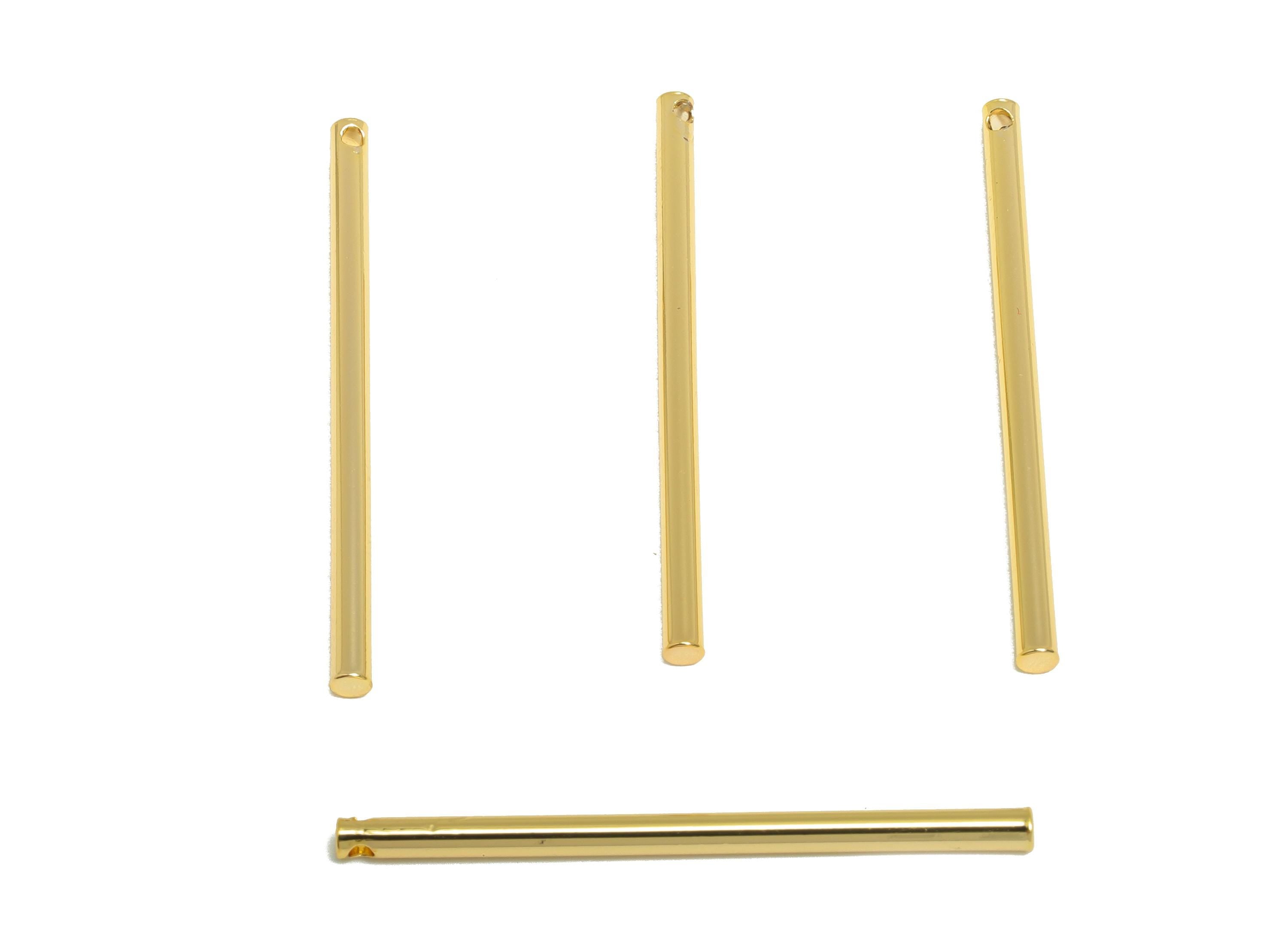 2.0*35mm Stick Earring Charm - Brass Minimalist Gold Bar Pendant - Bar Necklace Charms - Gold Jewelry- 18K Real Gold Plating - RGP10179 - DOMEDBAZAAR