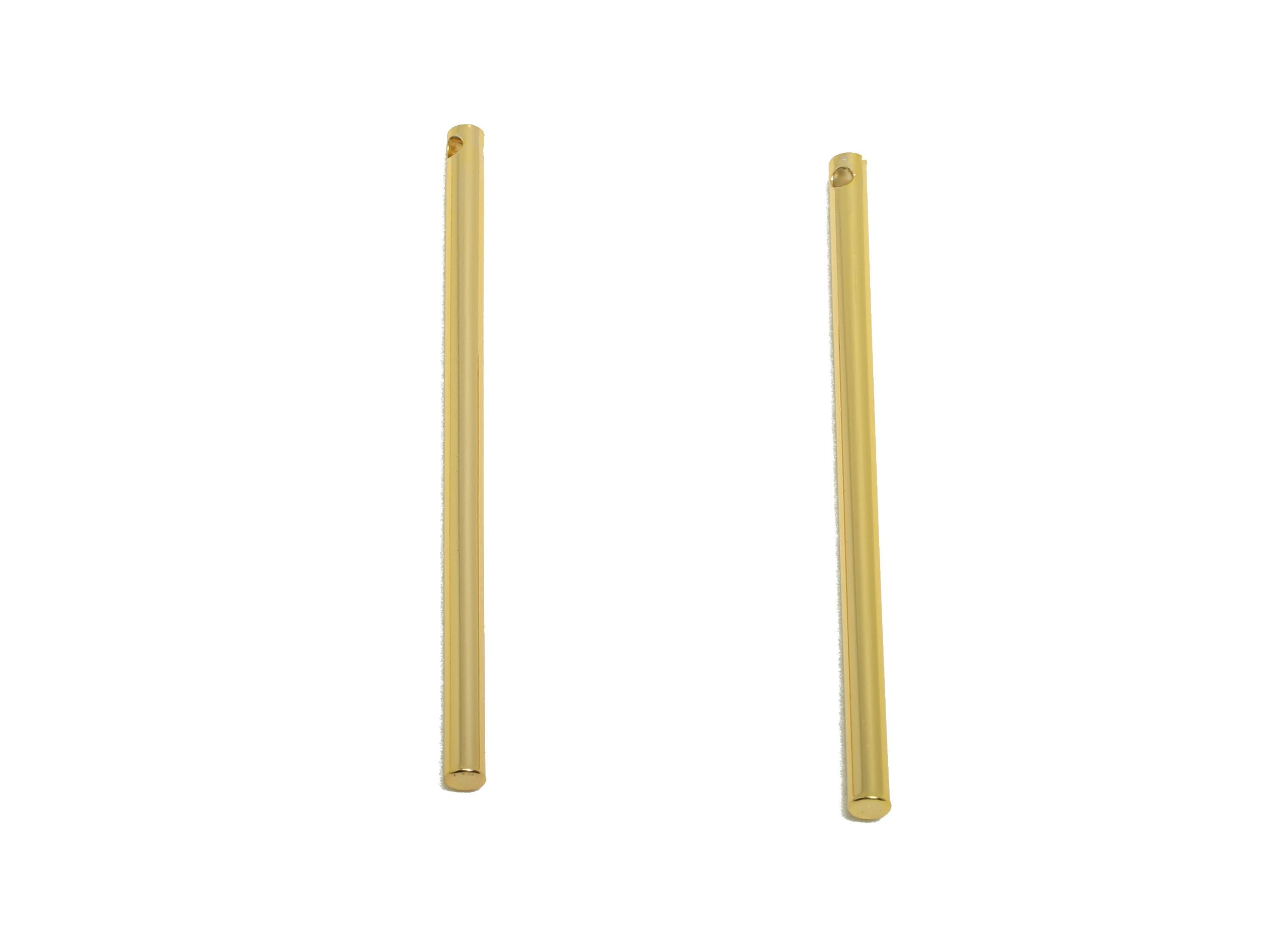 2.0*40mm Stick Earring Charm - Brass Minimalist Gold Bar Pendant - Bar Necklace Charms - Gold Jewelry- 18K Real Gold Plating - RGP10180 - DOMEDBAZAAR