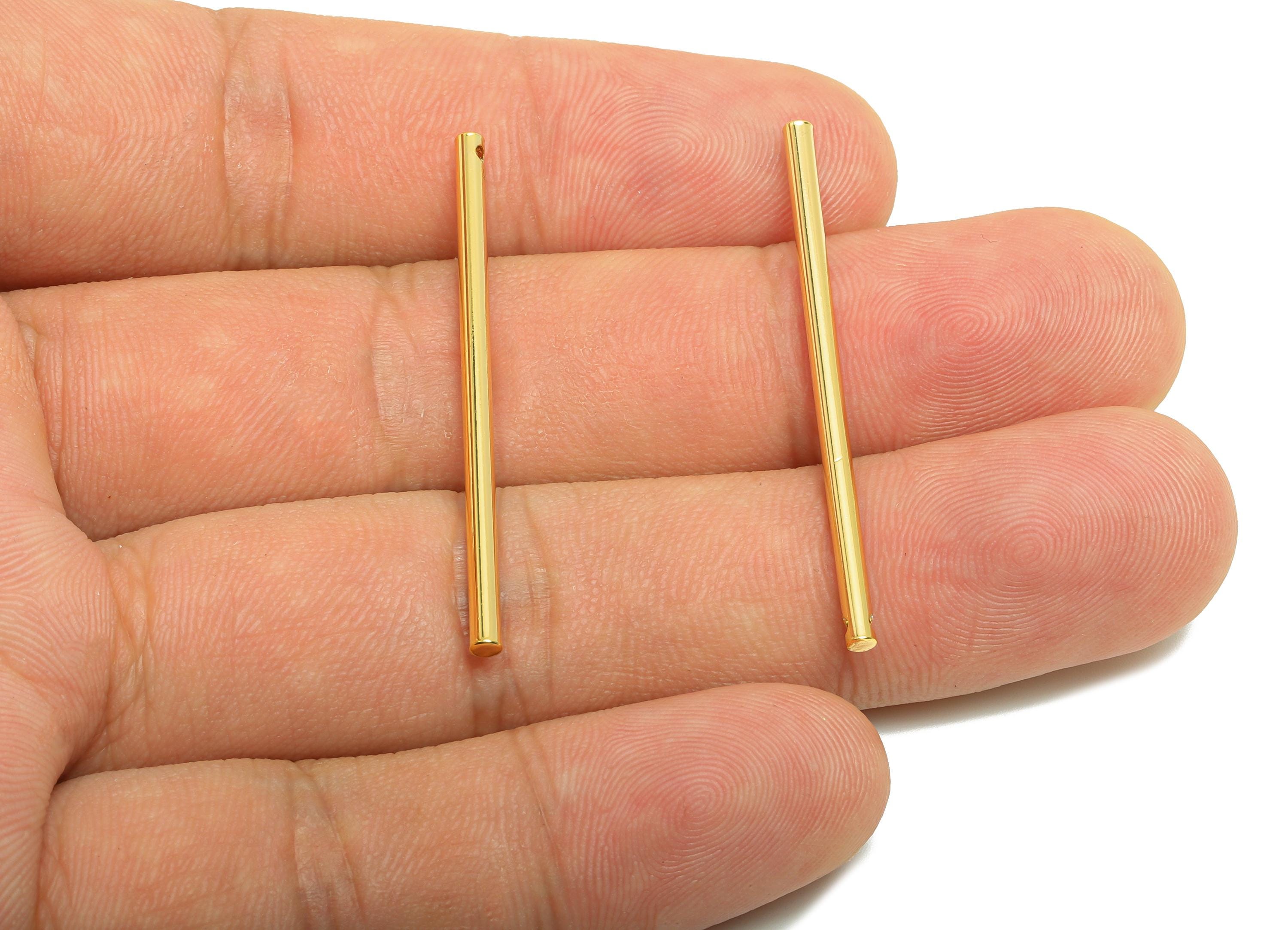 2.0*40mm Stick Earring Charm - Brass Minimalist Gold Bar Pendant - Bar Necklace Charms - Gold Jewelry- 18K Real Gold Plating - RGP10180 - DOMEDBAZAAR