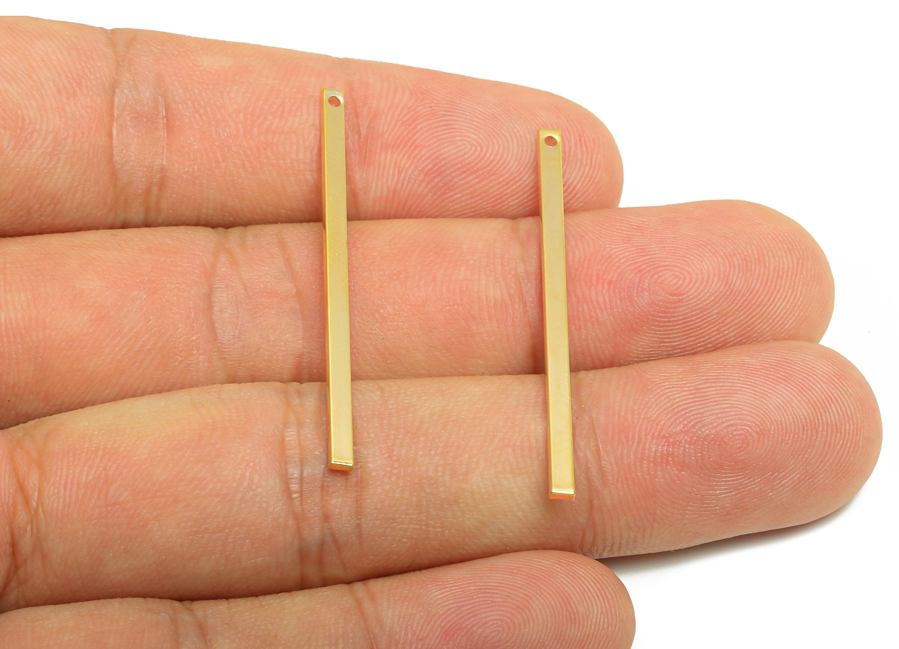 2*1*40mm Rectangle Earring Charm - Brass Minimalist Gold Slim Bar Pendant - Bar Necklace Charm - Gold Jewelry- 18K Real Gold Plated-RGP10182 - DOMEDBAZAAR