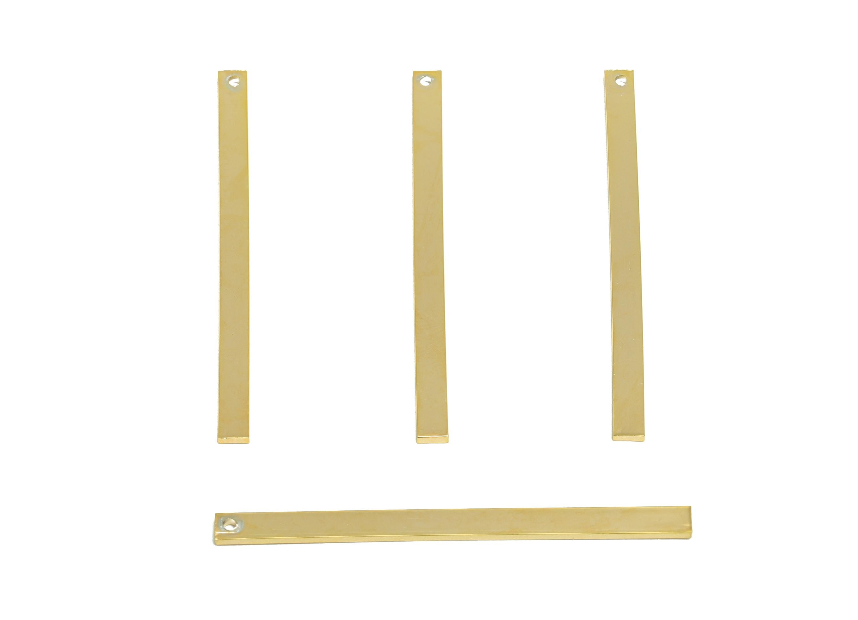 3*1*45mm Rectangle Earring Charm - Brass Minimalist Gold Slim Bar Pendant - Bar Necklace Charm - Gold Jewelry- 18K Real Gold Plated-RGP10154 - DOMEDBAZAAR