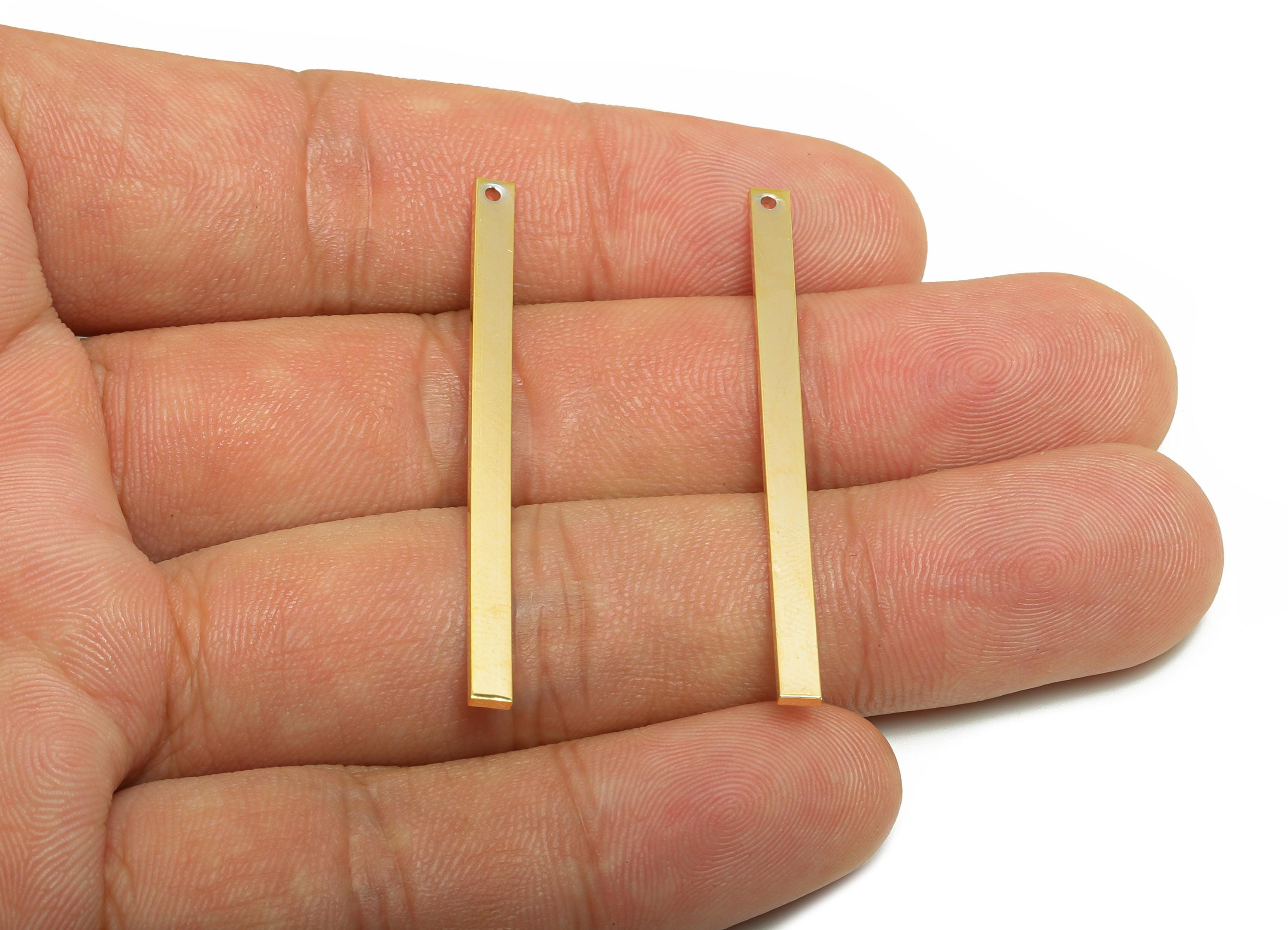 3*1*45mm Rectangle Earring Charm - Brass Minimalist Gold Slim Bar Pendant - Bar Necklace Charm - Gold Jewelry- 18K Real Gold Plated-RGP10154 - DOMEDBAZAAR