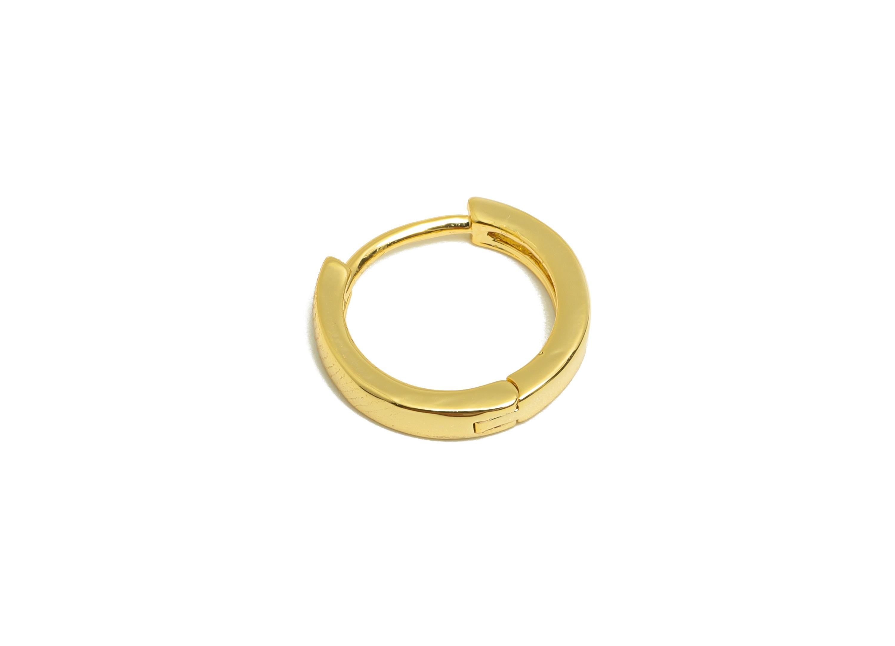 Brass Round Hoop Earring - Gold Circle Huggie Earring - Minimalist Daily Wear Earring - 18K Real Gold Plating - 14.08x14.08x2.4mm - RGP9081 - DOMEDBAZAAR