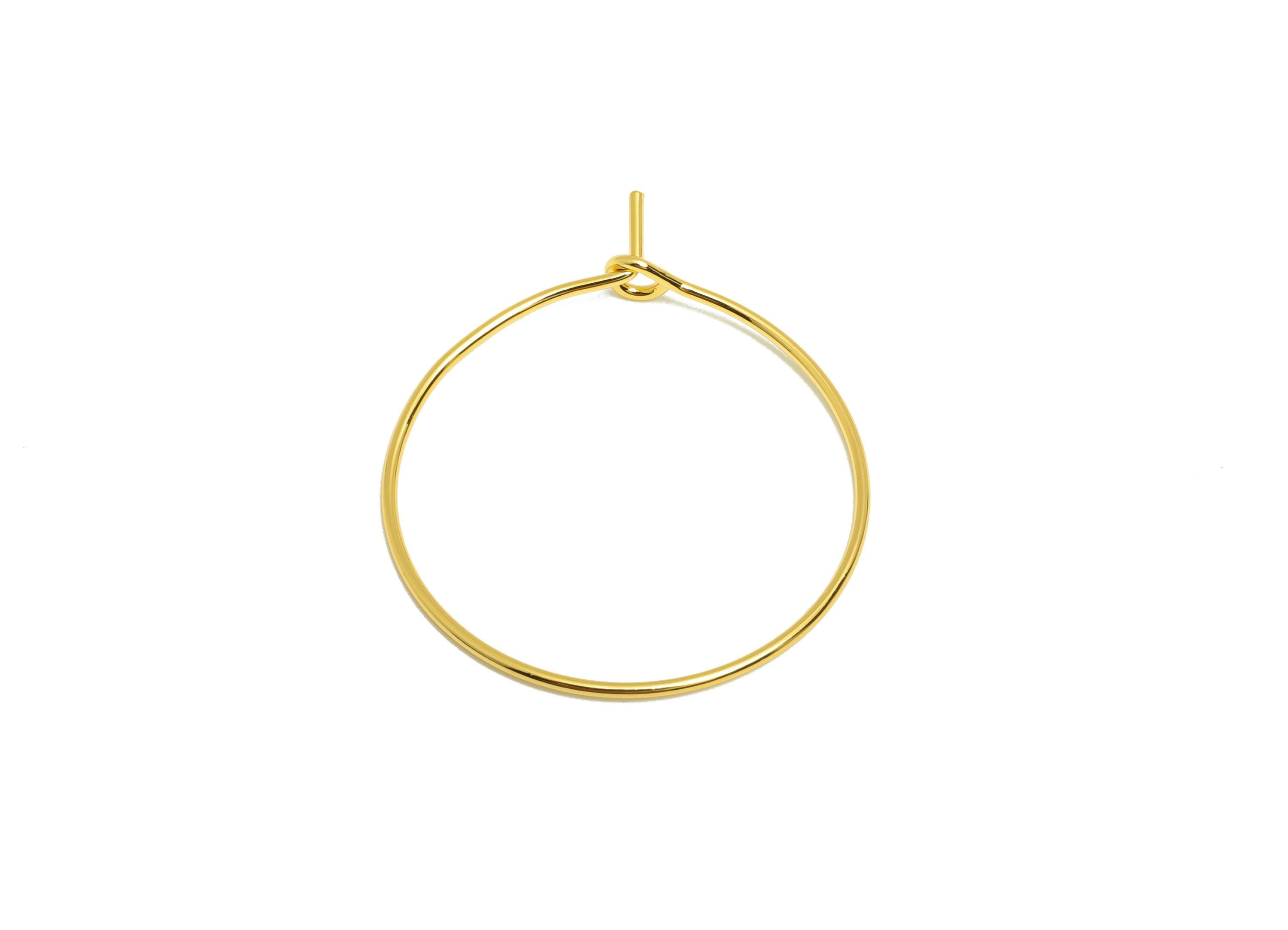 Brass 25mm Circle Hoop Earring - Gold Minimalist Huggie Earring Wire - Round Daily Wear Earring - 18K Real Gold Plating-25x25x0.7mm- RGP9094 - DOMEDBAZAAR
