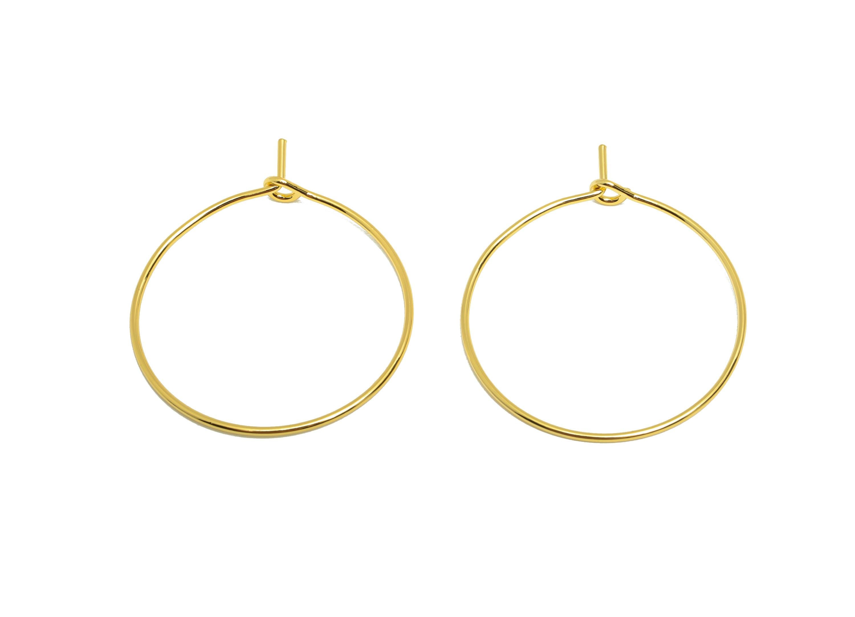 Brass 25mm Circle Hoop Earring - Gold Minimalist Huggie Earring Wire - Round Daily Wear Earring - 18K Real Gold Plating-25x25x0.7mm- RGP9094 - DOMEDBAZAAR