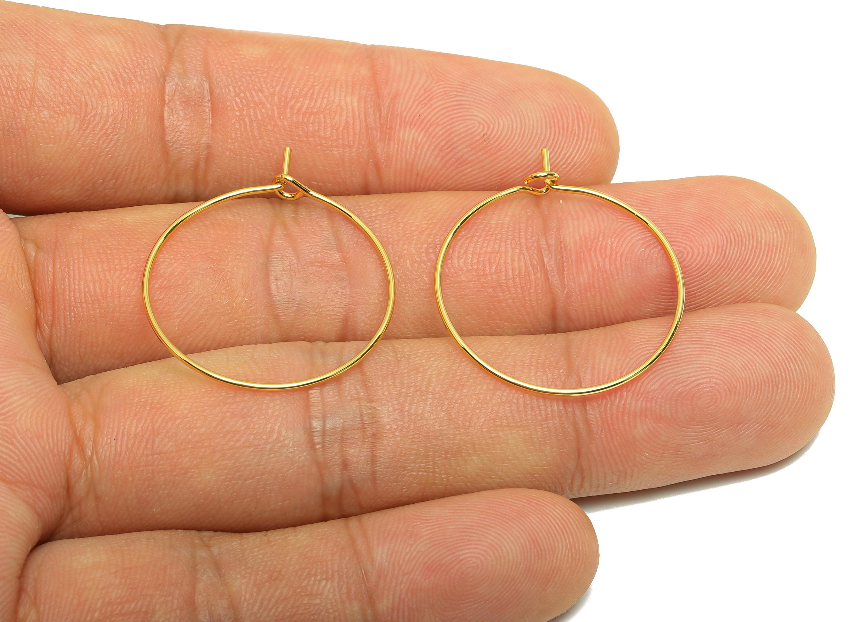 Brass 25mm Circle Hoop Earring - Gold Minimalist Huggie Earring Wire - Round Daily Wear Earring - 18K Real Gold Plating-25x25x0.7mm- RGP9094 - DOMEDBAZAAR