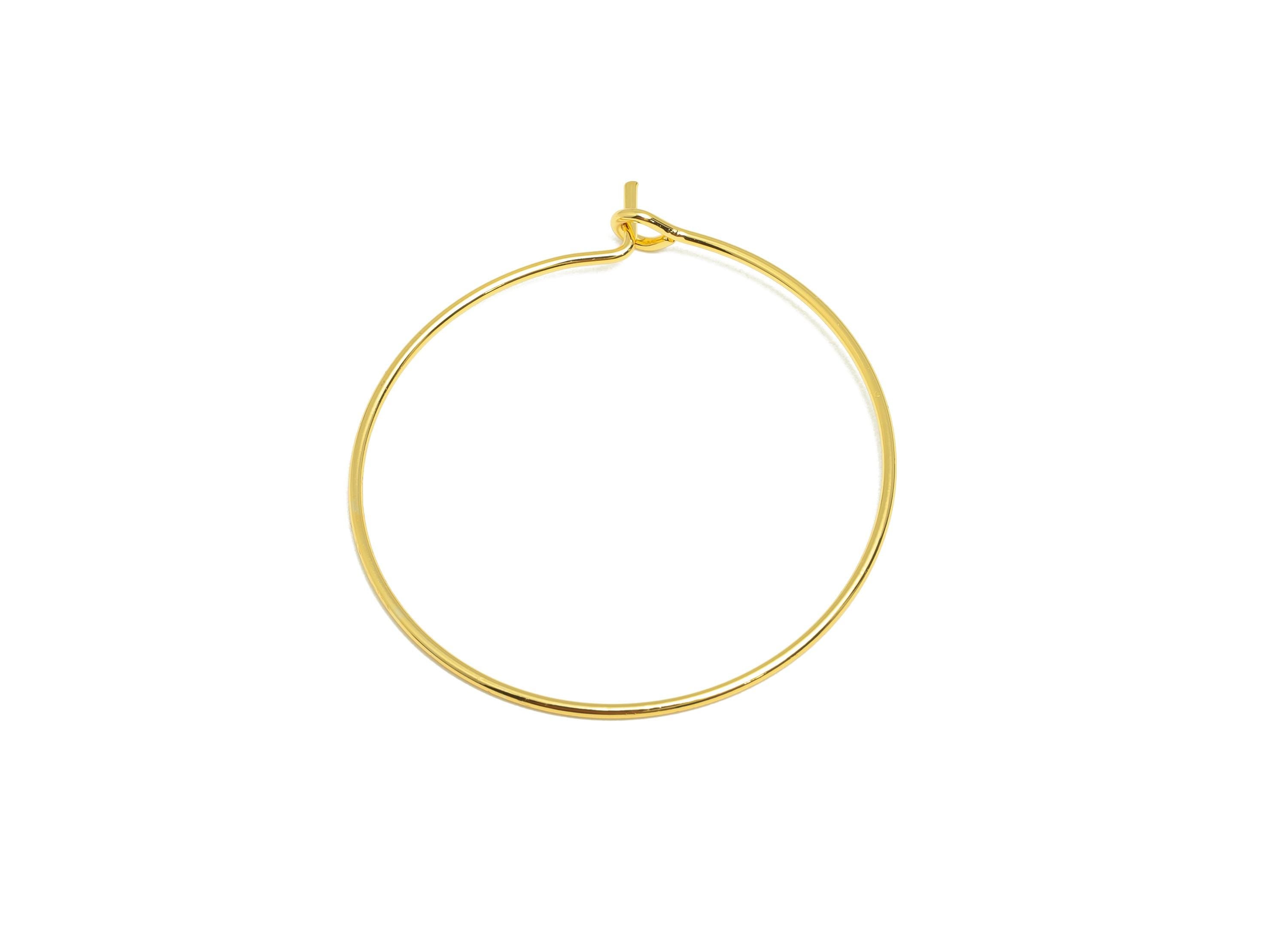 Brass 30mm Circle Hoop Earring - Gold Minimalist Huggie Earring Wire - Round Daily Wear Earring - 18K Real Gold Plating-30x30x0.7mm- RGP9095 - DOMEDBAZAAR