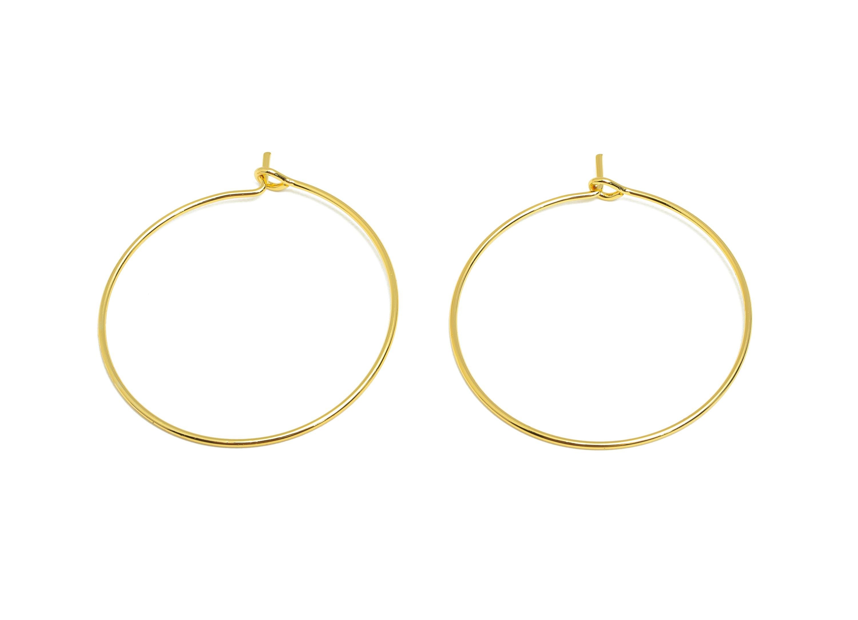 Brass 30mm Circle Hoop Earring - Gold Minimalist Huggie Earring Wire - Round Daily Wear Earring - 18K Real Gold Plating-30x30x0.7mm- RGP9095 - DOMEDBAZAAR