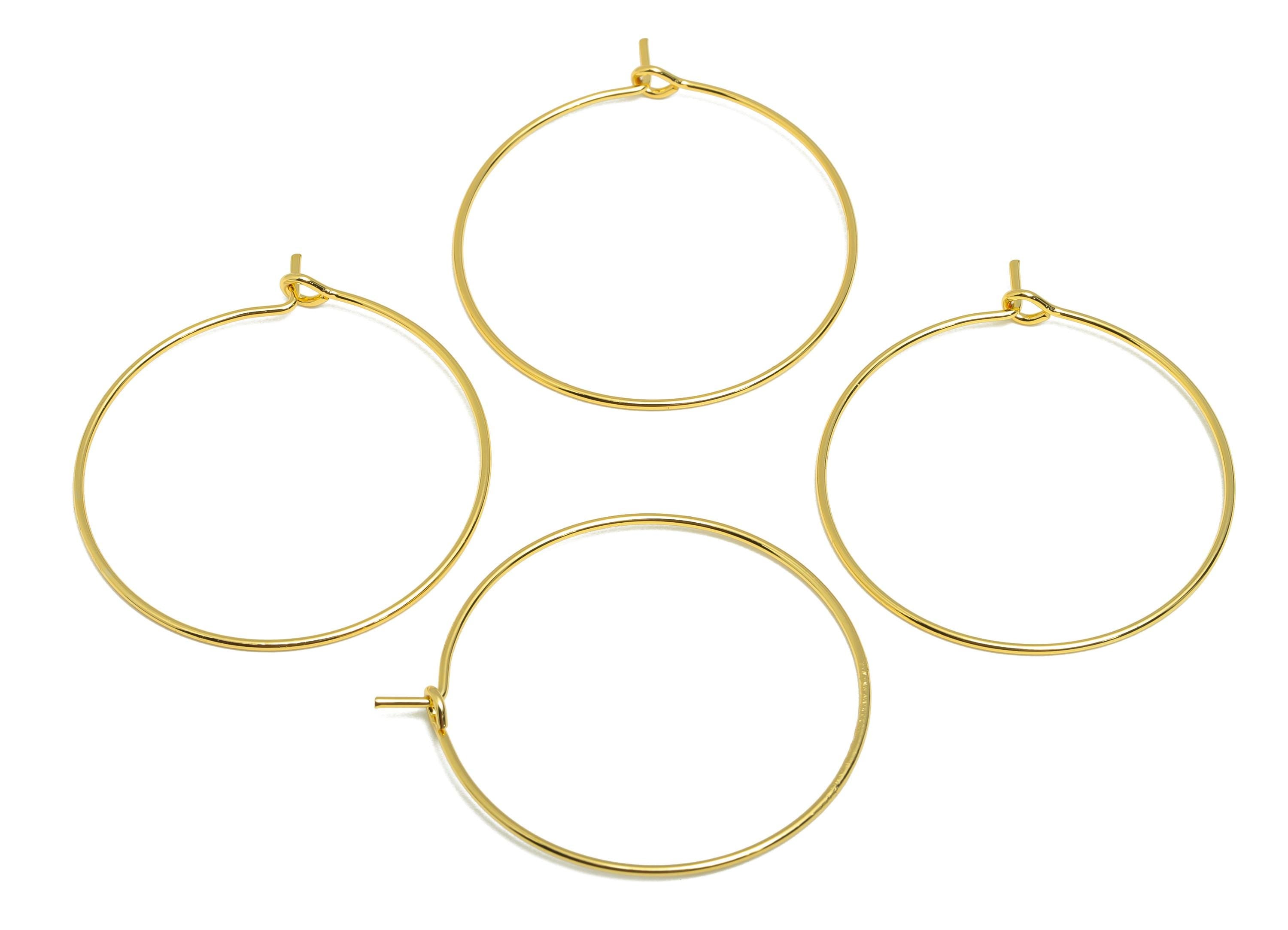 Brass 30mm Circle Hoop Earring - Gold Minimalist Huggie Earring Wire - Round Daily Wear Earring - 18K Real Gold Plating-30x30x0.7mm- RGP9095 - DOMEDBAZAAR