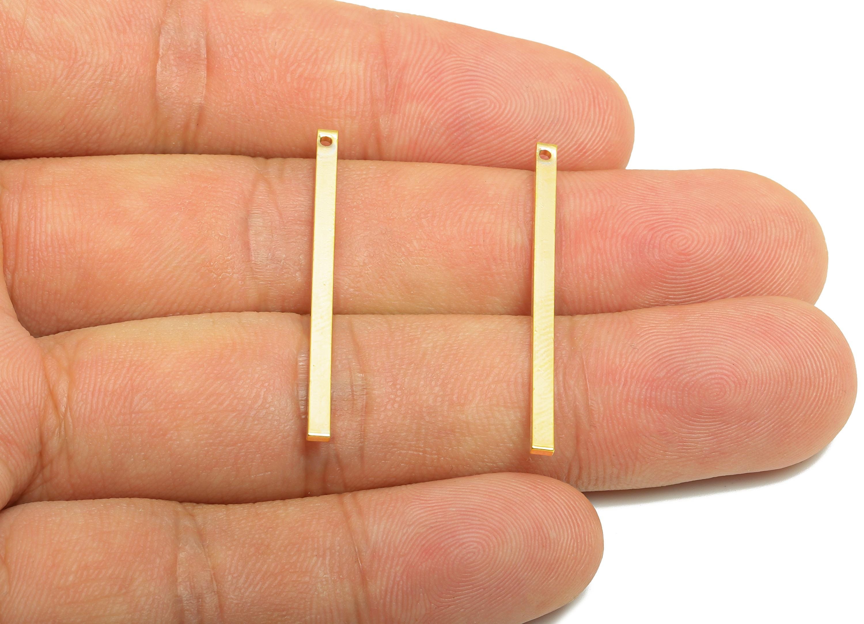 2*1*35mm Rectangle Earring Charm - Brass Minimalist Gold Slim Bar Pendant - Necklace Charm - Gold Jewelry - 18K Real Gold Plated - RGP10152 - DOMEDBAZAAR